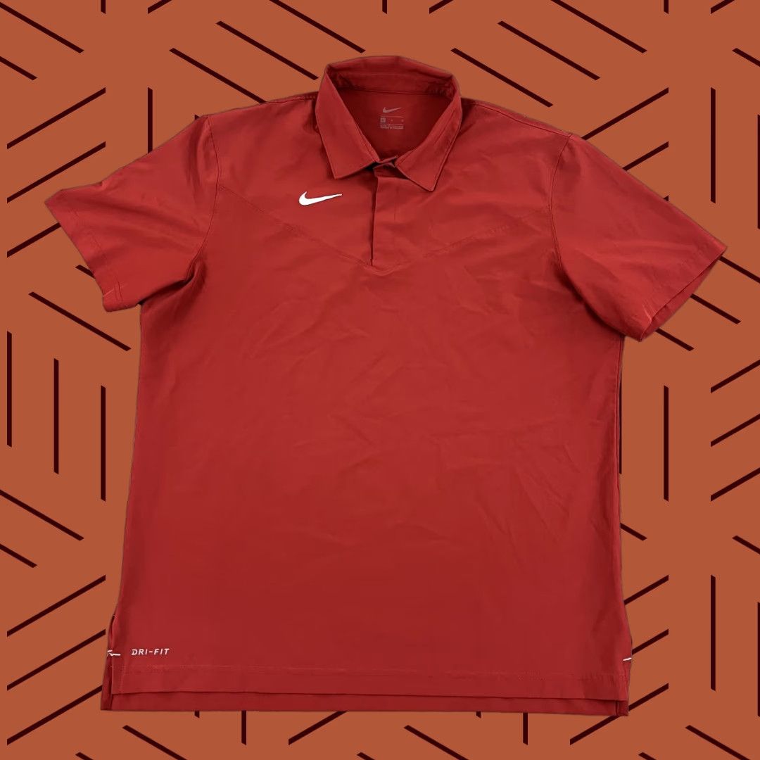 Nike NIKE Polo Shirt Men Large Red Snap Collar Golf Performance Alabama Crimson Color Shirt Mens Red Nike Dri-FIT Golf Size US L / EU 52-54 / 3 - 1 Thumbnail