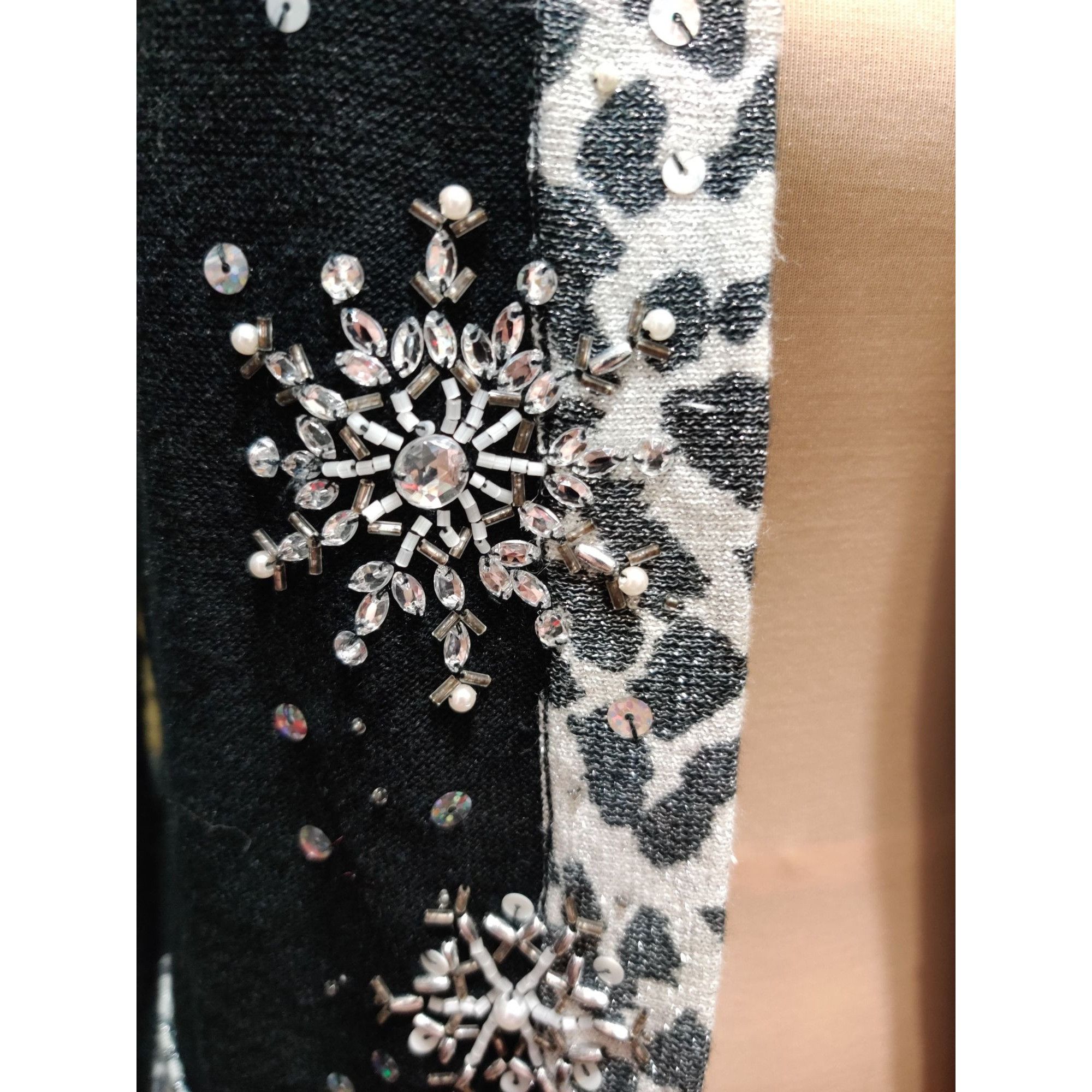 Other Drapers & Damon Size S Beaded Cardigan Black Leopard Trim Se Size S / US 4 / IT 40 - 10 Thumbnail