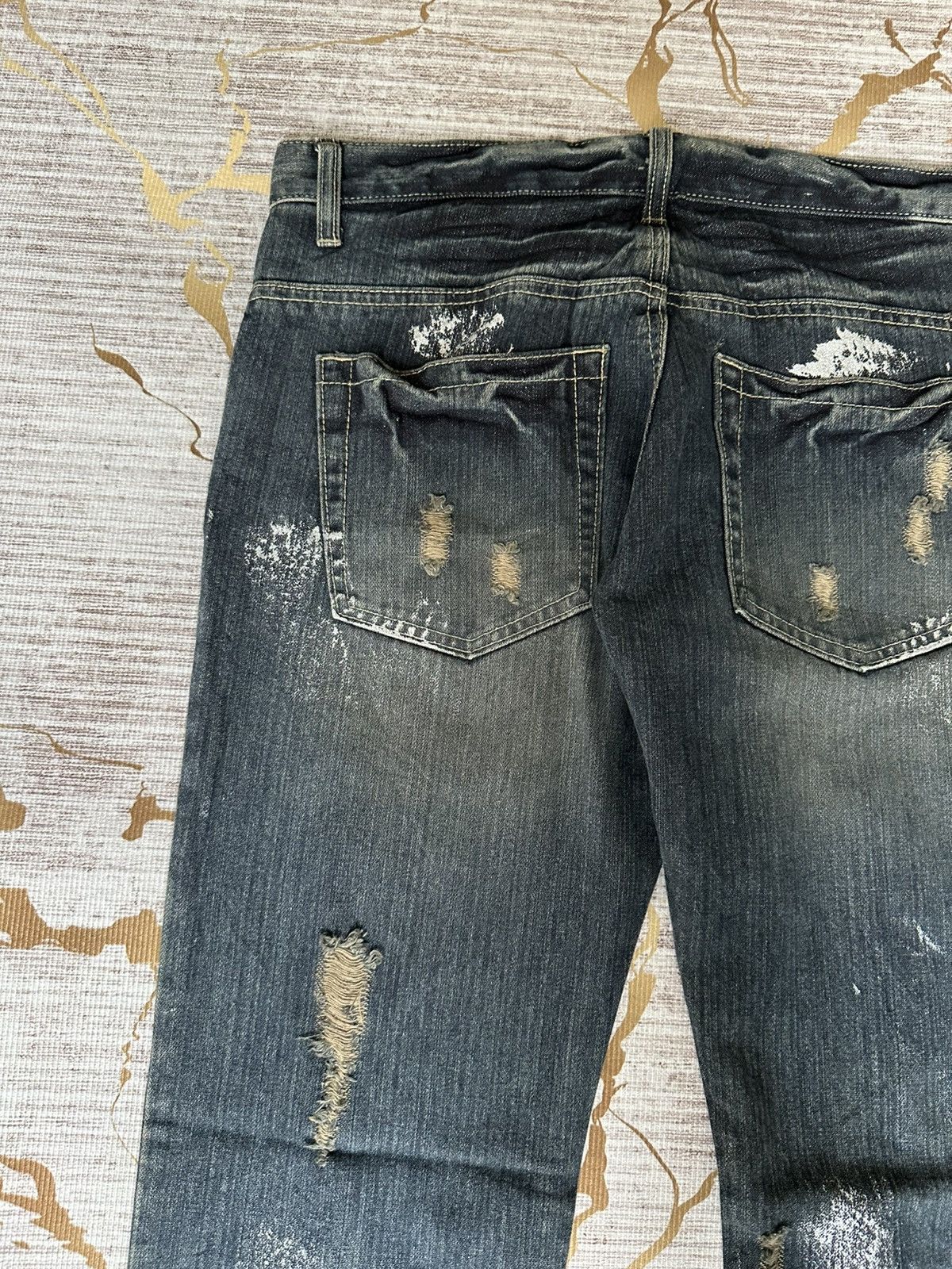 Japanese Brand FLARE Back Rush Splatter Distressed Denim Size US 32 / EU 48 - 13 Thumbnail