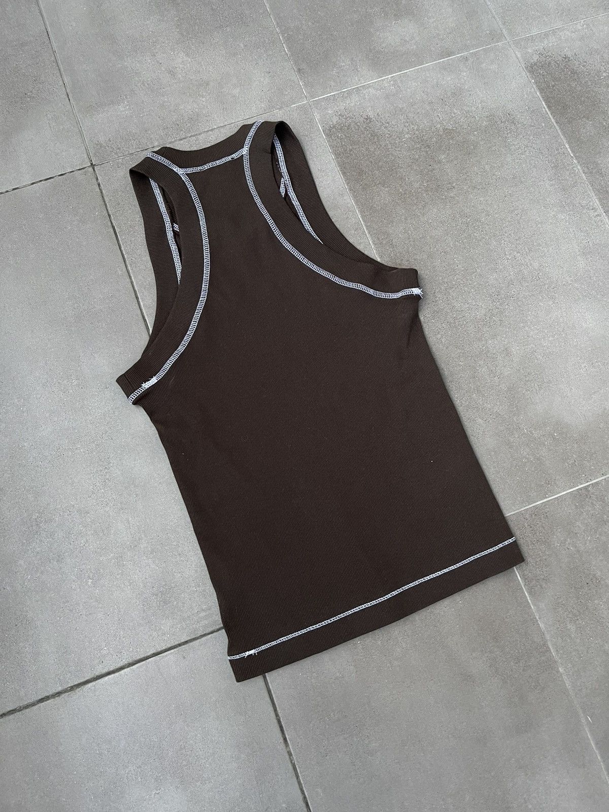 Saul Nash !DS! SS23 Saul Nash Brown Overlock Stitch Tank Top Size US S / EU 44-46 / 1 - 14 Thumbnail