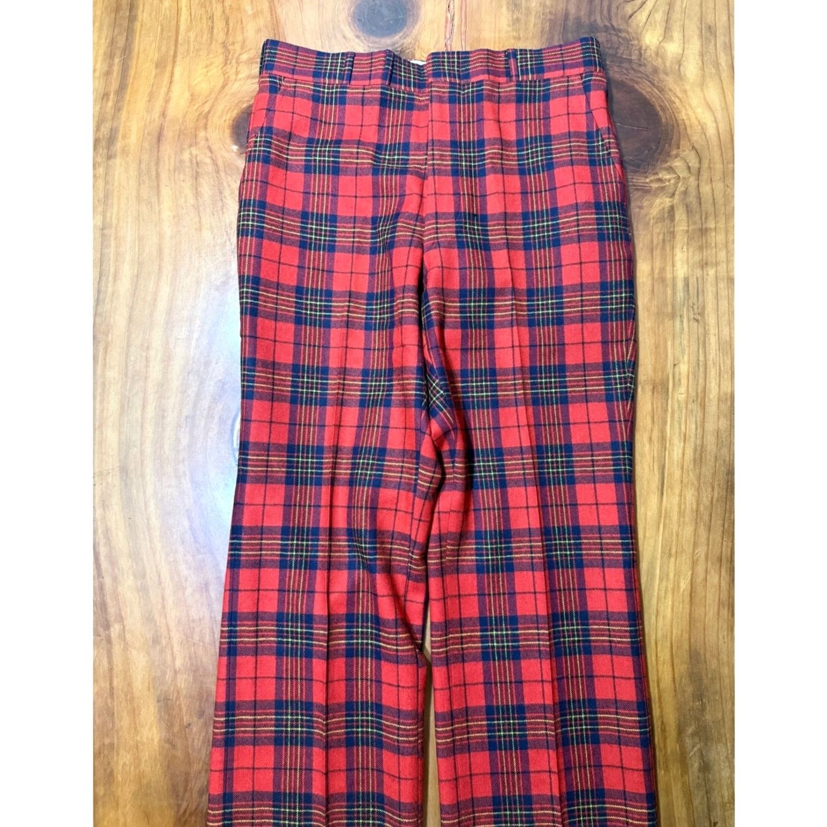 Vintage VINTAGE Corbin Pants Plaid Wool 33 x 30 70s Red Size US 33 - 2 Thumbnail