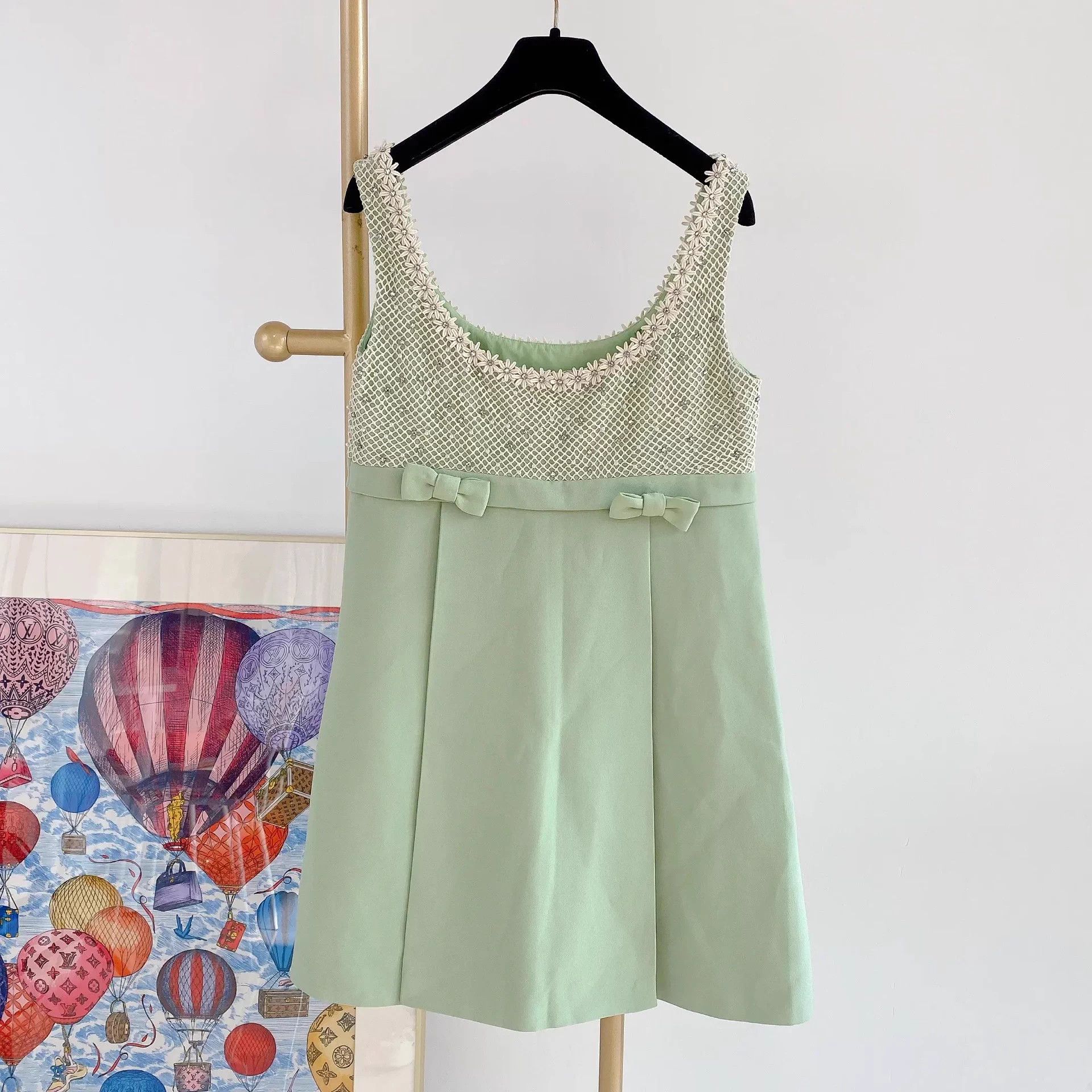 Miu Miu MIU MIU Heavily Crafted Green Cami Dress 42 Size M / US 6-8 / IT 42-44 - 2 Thumbnail
