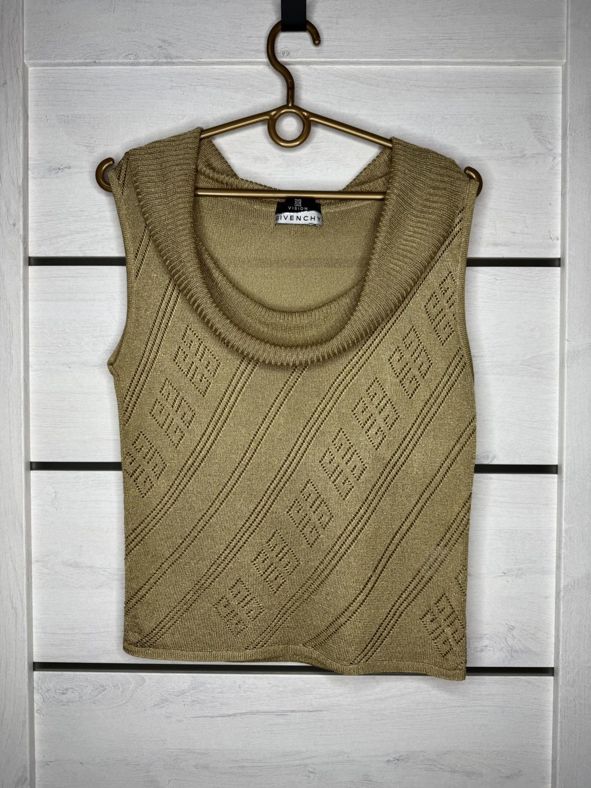 Givenchy Vintage GIVENCHY Vision Gold Luxer Knit Top 4G Logo Monogram Size S / US 4 / IT 40 - 1 Thumbnail