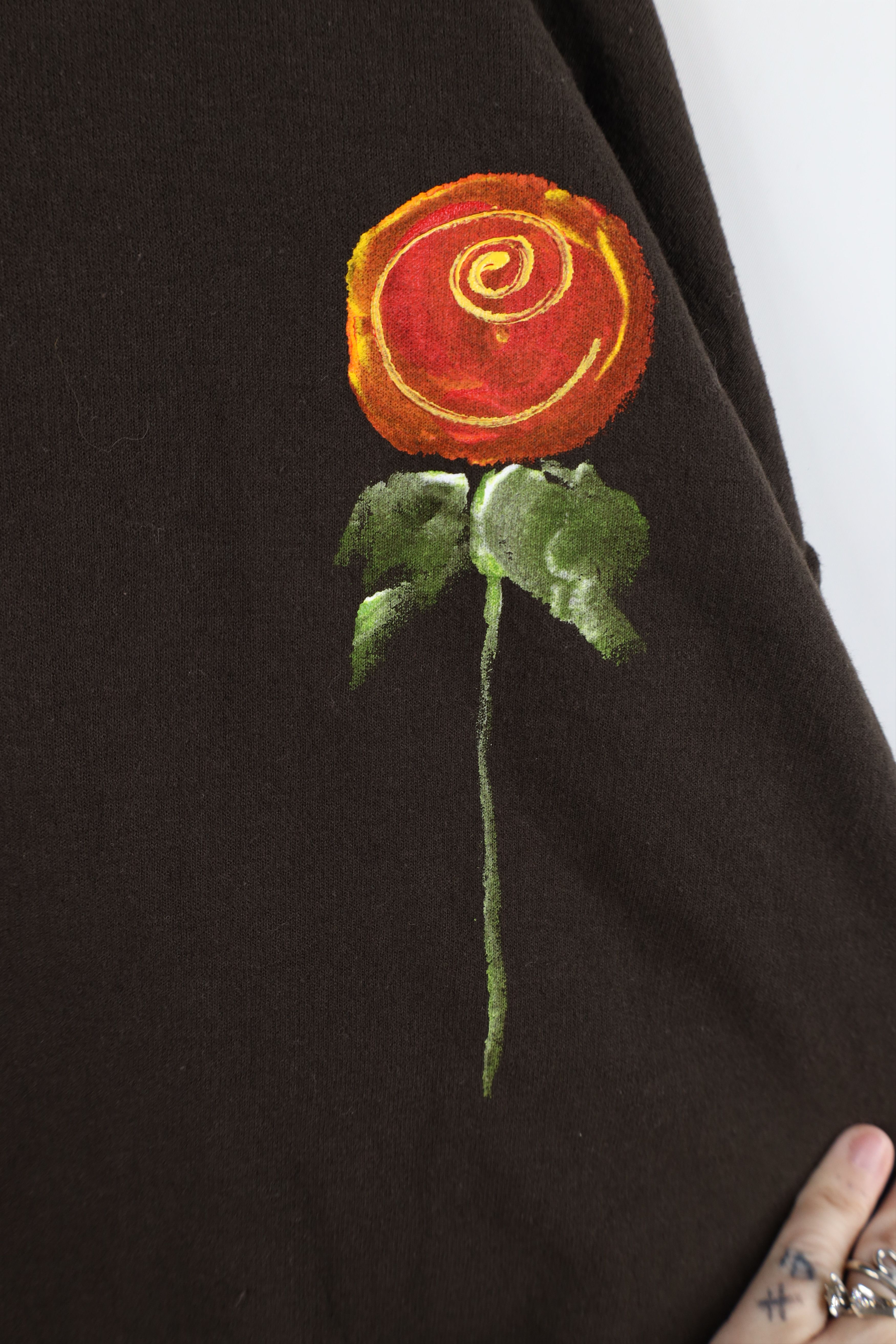 Vintage Vintage 90s Streetwear Painted Flower Crewneck Sweatshirt Size XL / US 12-14 / IT 48-50 - 10 Thumbnail