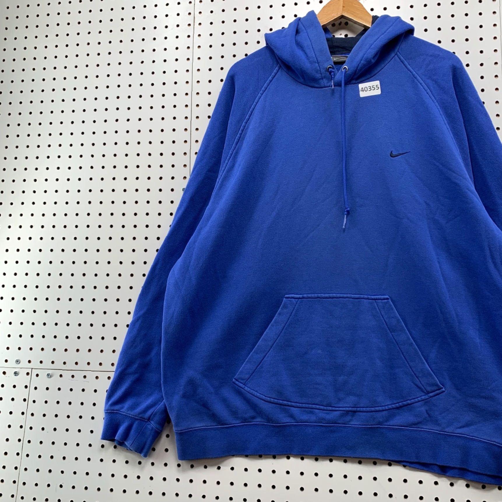 Vintage Nike Hoodie Sweatshirt Men 2XL Blue Y2K Pullover Fleece Winter Casual