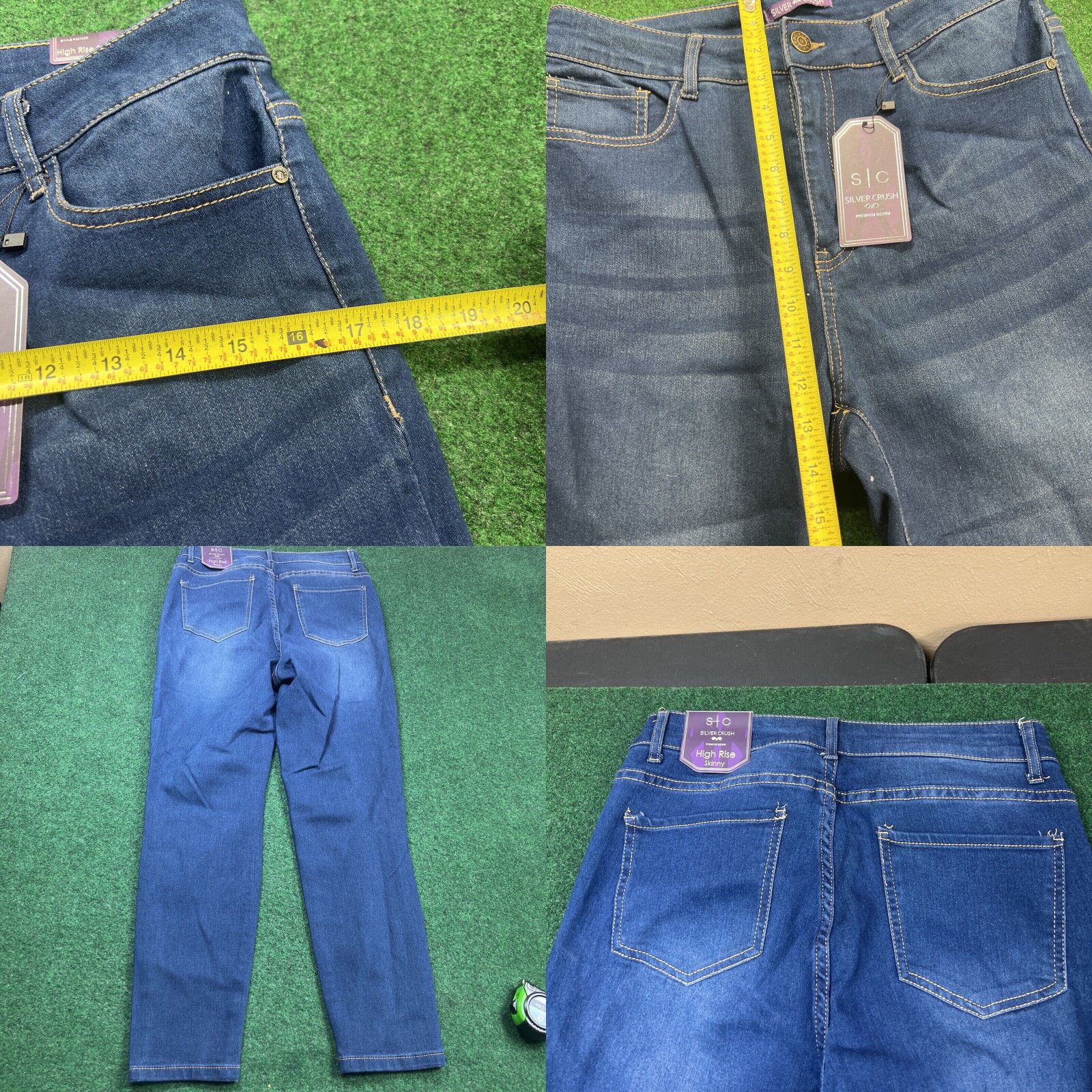 Other Woman’s Silver Crush Skinny Ankle High Rise Triple Button Blue Jeans Size 14w Size 36" / US 14 / IT 50 - 8 Thumbnail