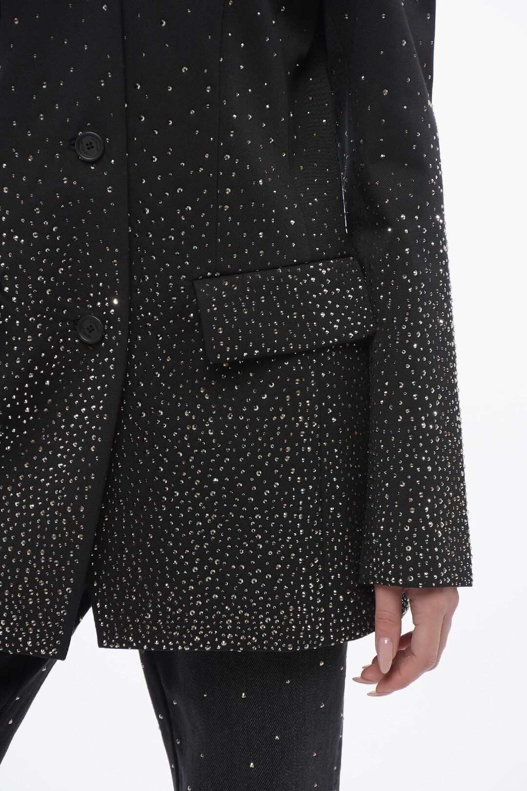 Off-White og1mm1125 3-Button Bling Blazer in Black Size XS / US 0-2 / IT 36-38 - 3 Thumbnail