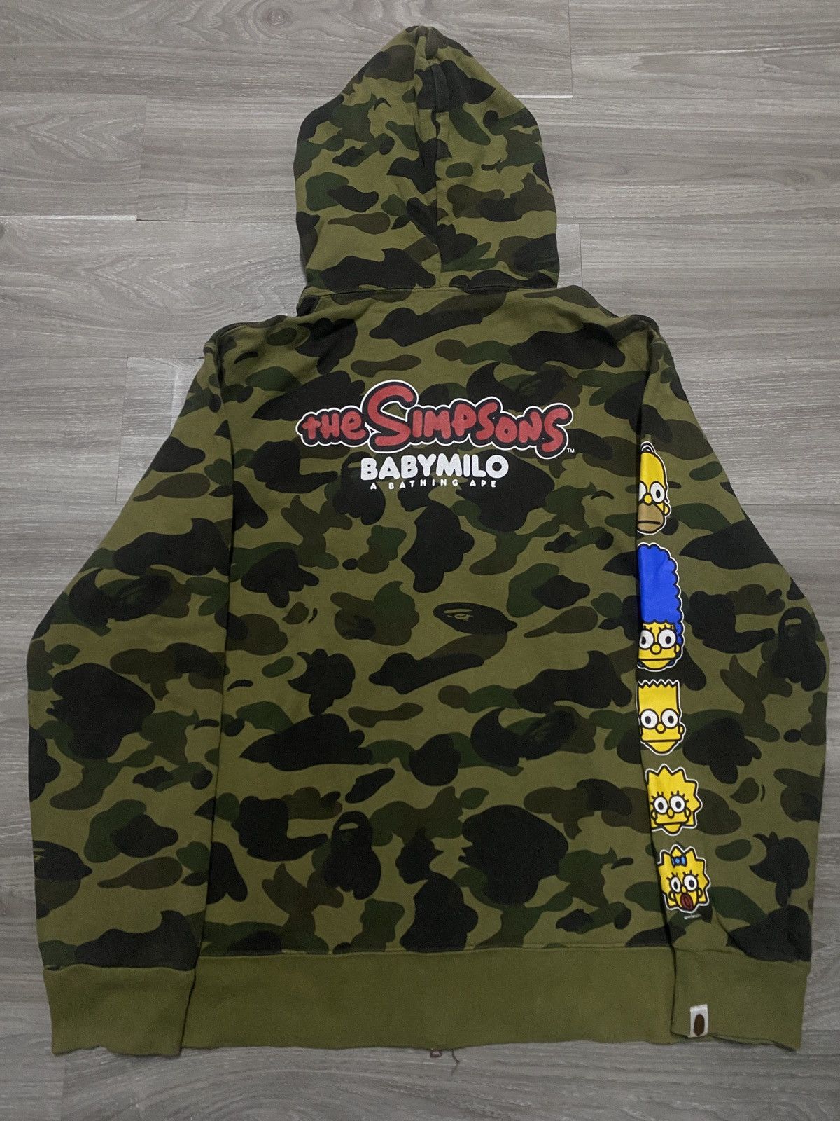 Bape RARE - BAPE X THE SIMPSONES GREEN CAMO FULL ZIP HOODIE Size US XL / EU 56 / 4 - 7 Thumbnail