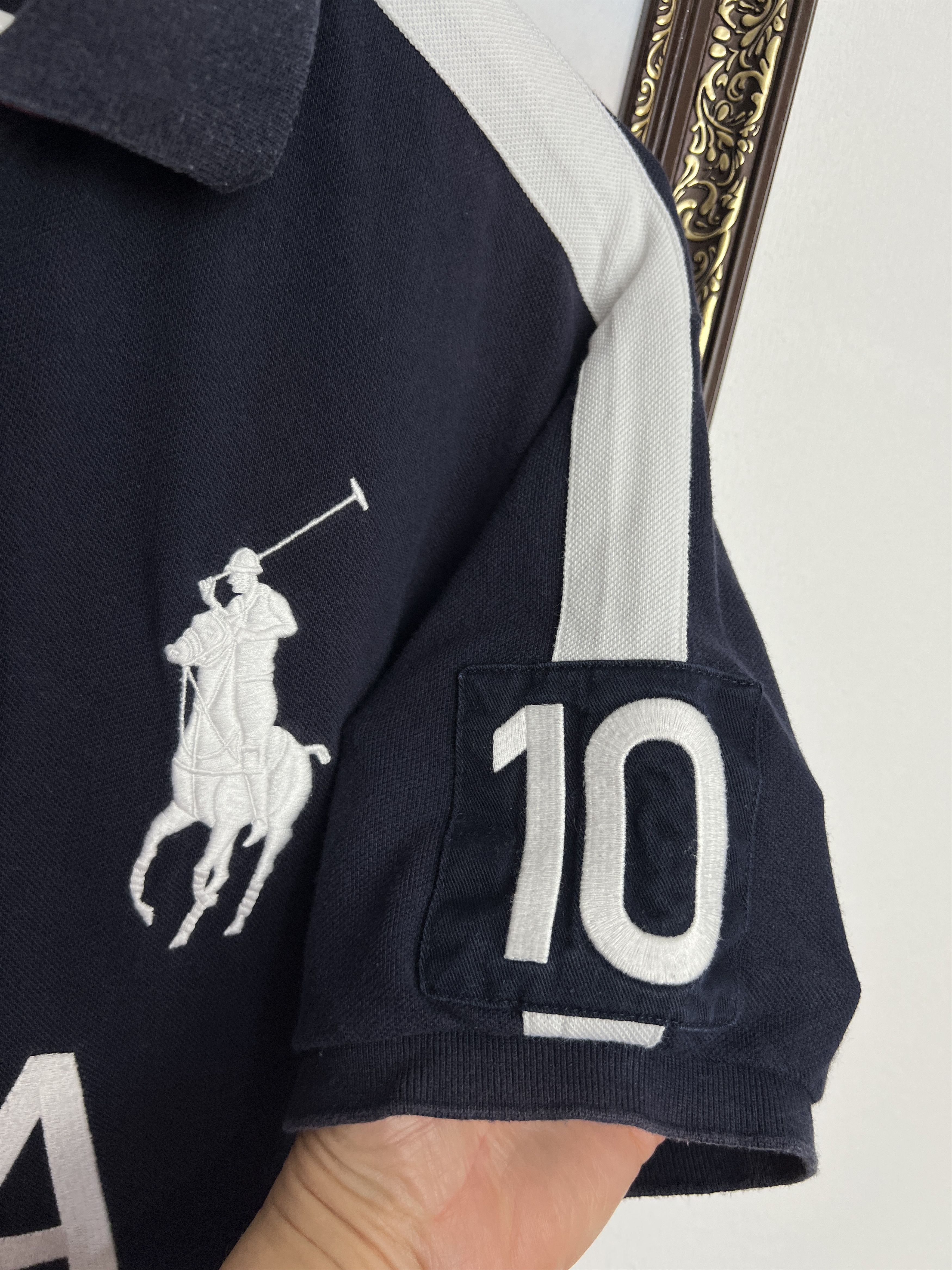 Polo Ralph Lauren Vintage Chief Keef USA Blue White Jersey Trikot Shirt Size US L / EU 52-54 / 3 - 4 Thumbnail