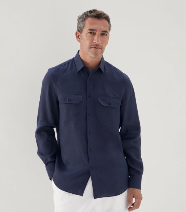 image of Brunello Cucinelli O1W1Db10424 Shirts In Blue, Men's (Size XL)