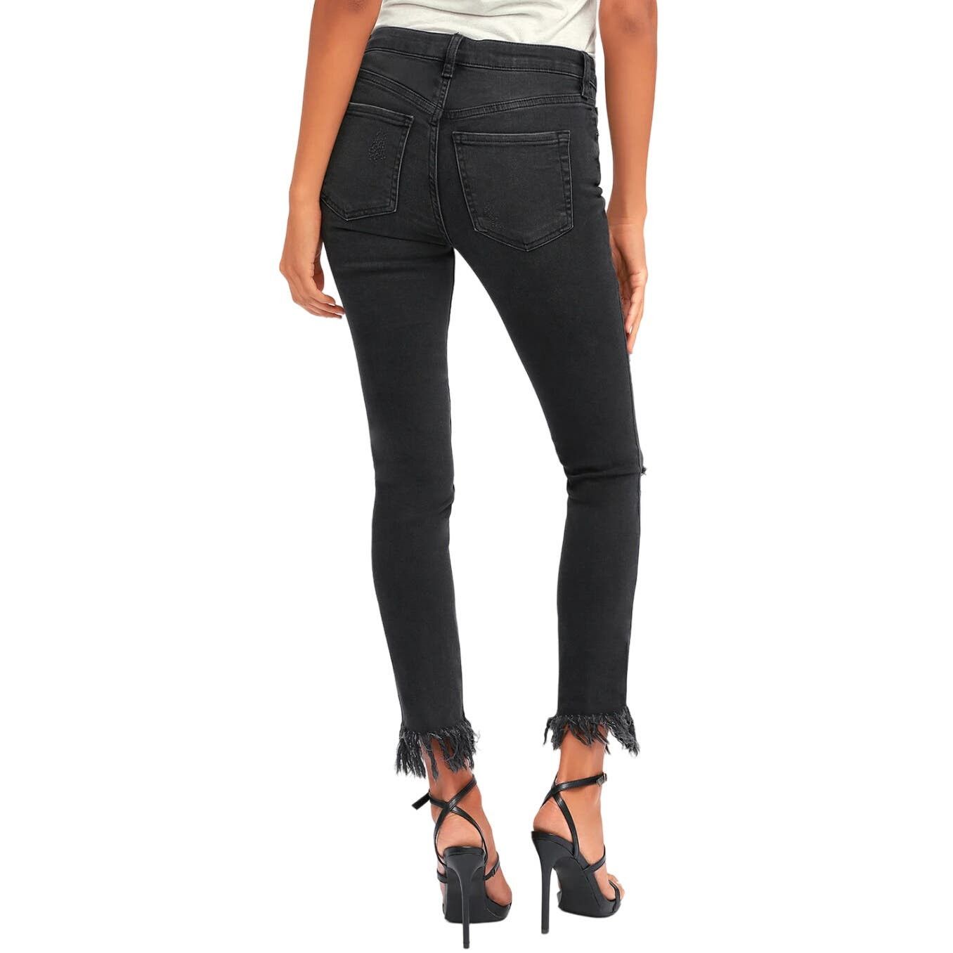 Free People Great Heights Frayed Skinny Jeans, Size 30