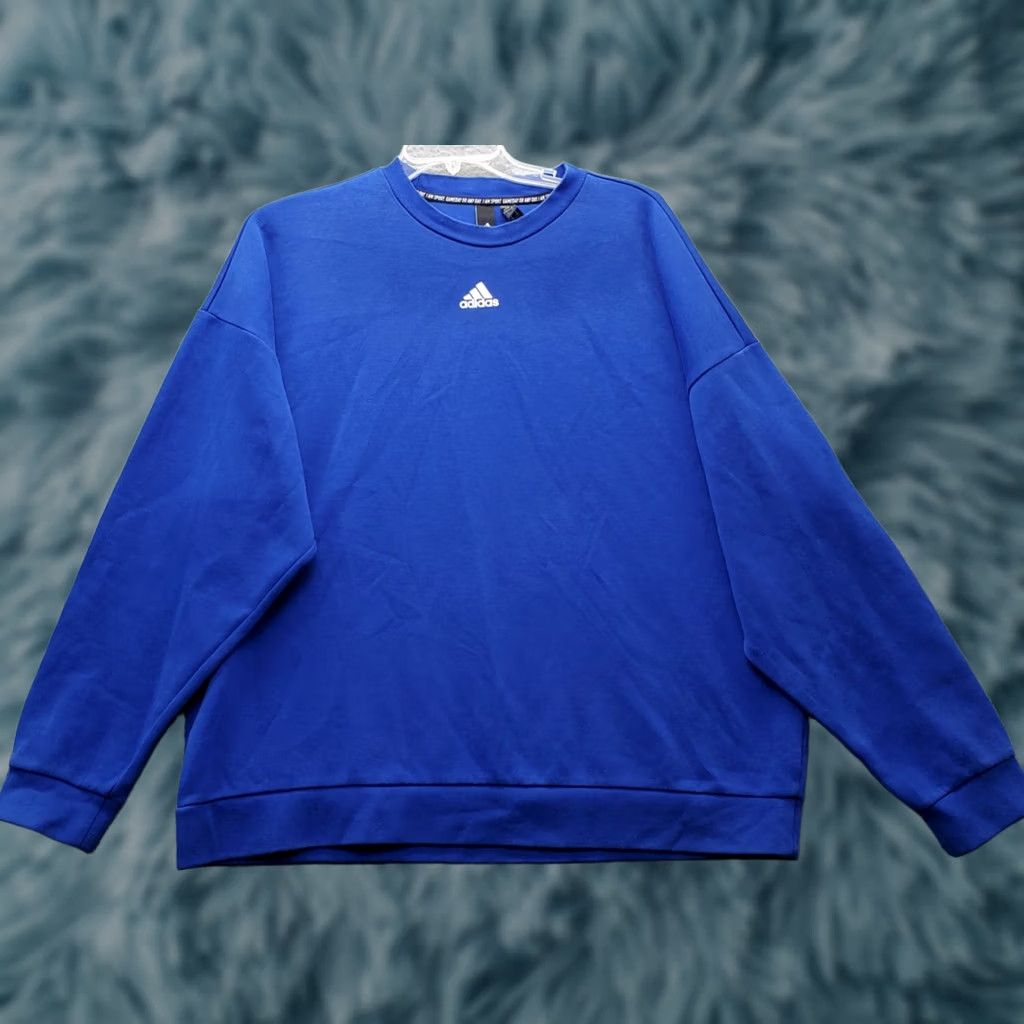 Adidas Adidas Sweatshirt Mens 2XL Blue Elastic Cuff & Hem White Stripes Spellout Logo Shirt Mens 2XL Blue Adidas Sweatshirt Logo Size US XXL / EU 58 / 5 - 1 Thumbnail