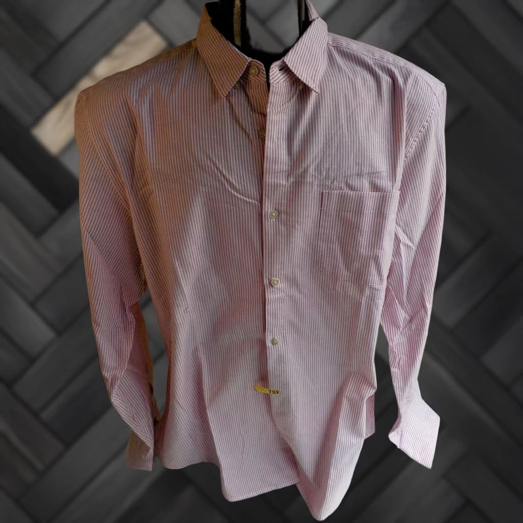 Banana Republic Banana Republic Grant Fit LS Button Down Cotton Stretch Oxford Shirt XL Red/White Stripe Mens Shirt Regular Size US XL / EU 56 / 4 - 1 Thumbnail