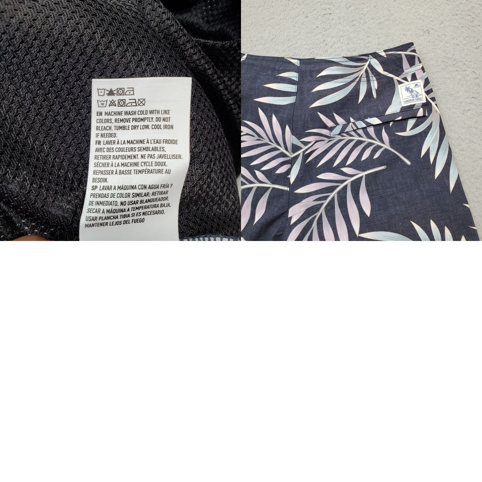 American Eagle Outfitters American Eagle Board Shorts Mens XS Multicolor Leave Print Pockets Drawstring Waist Size US 27 - 8 Thumbnail