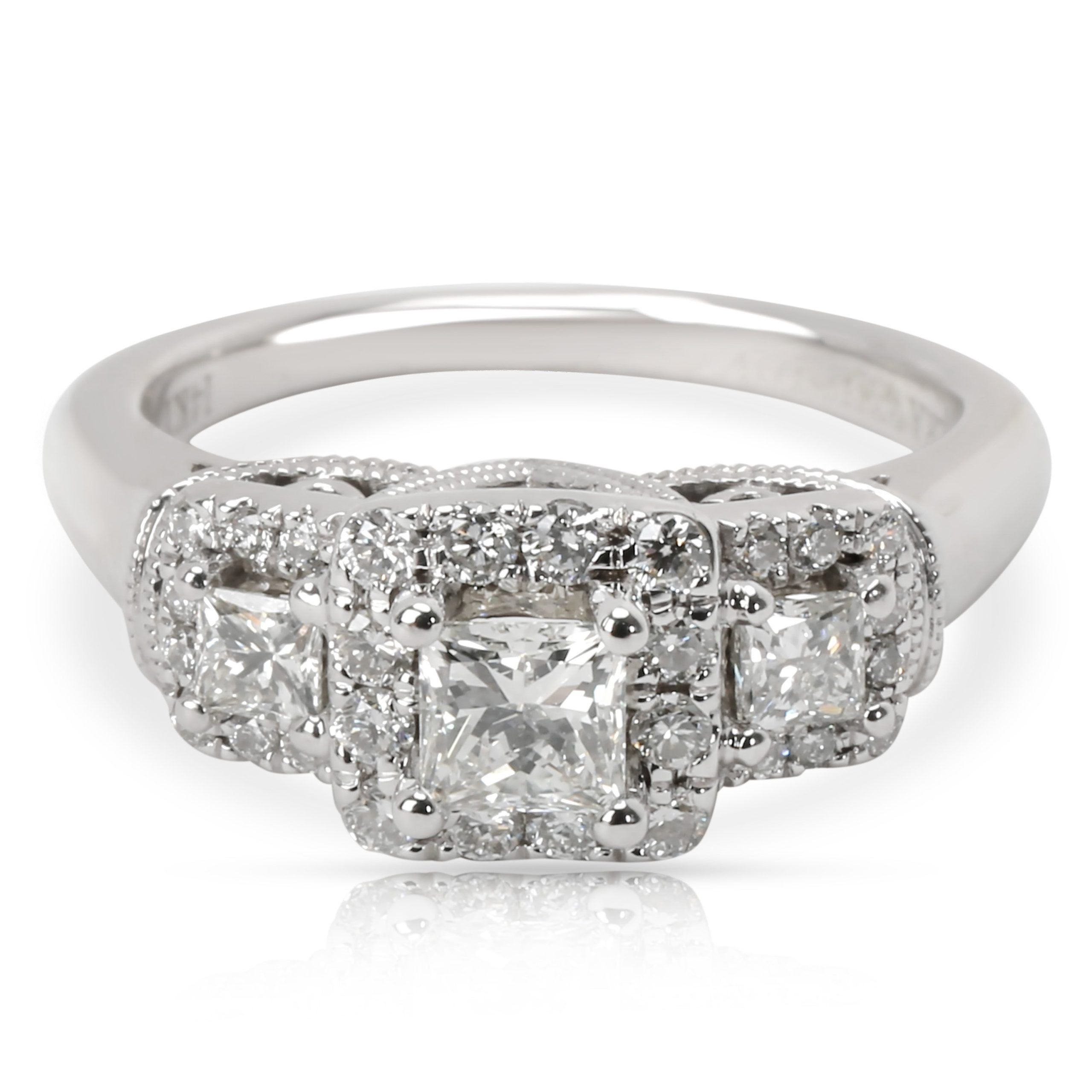 image of Vera Wang Love Collection Diamond Engagement Ring In 14K White Gold 0.75 Ctw, Women's