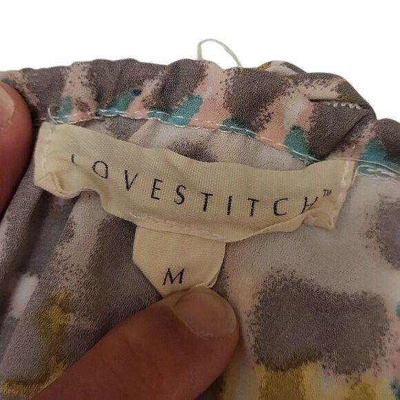 Other Love Stitch Halter Dress Watercolor Blot Ivory Blue Pink Size M / US 6-8 / IT 42-44 - 4 Thumbnail