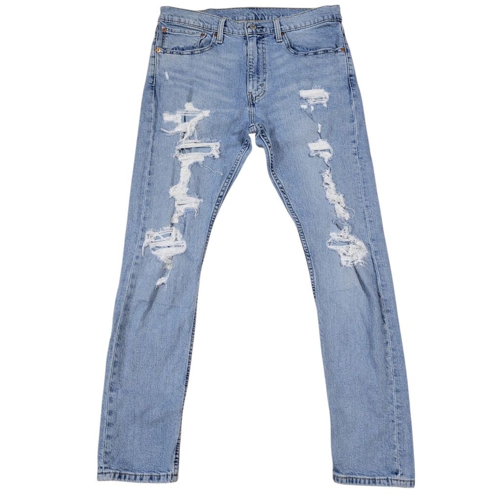 Levi's Levi's 512 Straight Slim Distressed Blue Zip-Fly Cotton Size US 34 / EU 50 - 1 Thumbnail