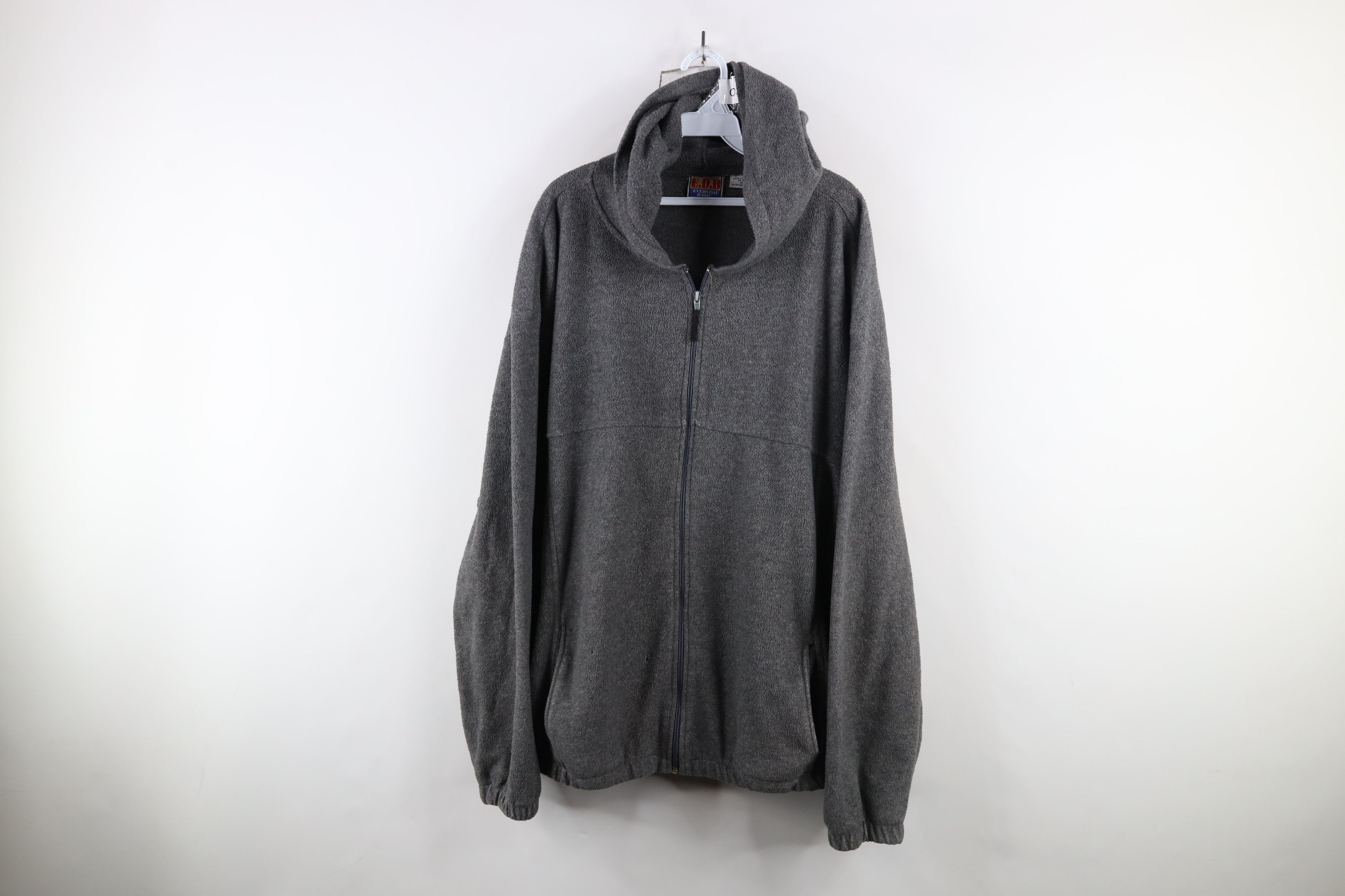 Vintage Vintage 90s Streetwear Blank Fleece Full Zip Hoodie Gray Size US XXL / EU 58 / 5 - 1 Thumbnail