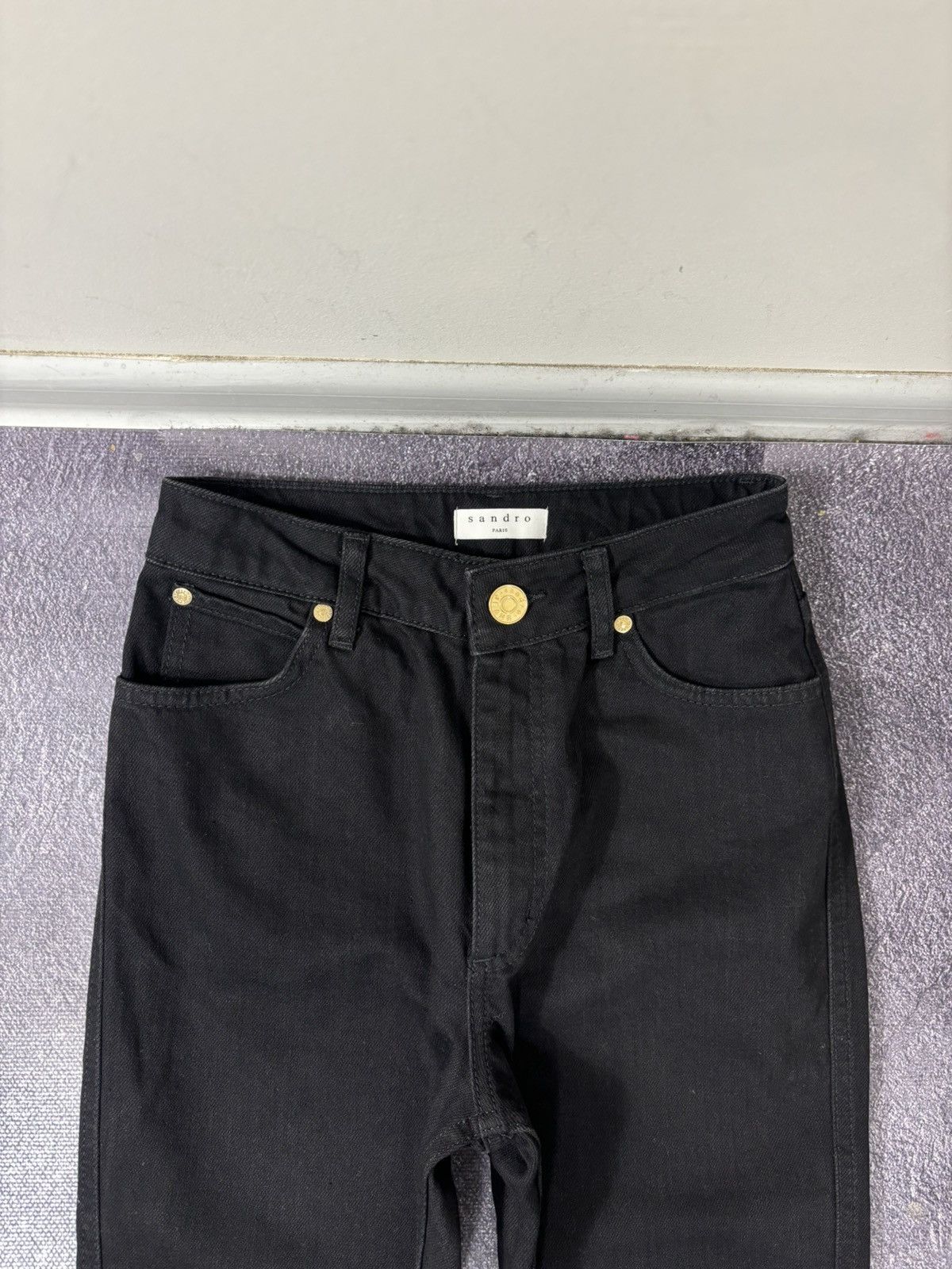 Sandro Sandro NWT Women’s Snapy Snap High-Rise Black Flared Jeans Size 26" / US 2 / IT 38 - 7 Thumbnail