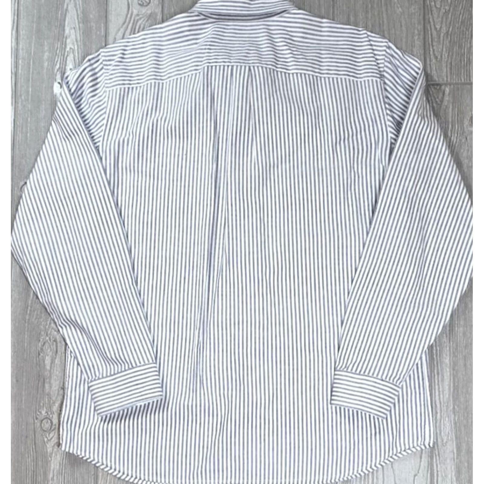 Gap Gap Oxford Button-Up Shirt Long Sleeve Gray White Stripe Mens XL Size US XL / EU 56 / 4 - 6 Thumbnail
