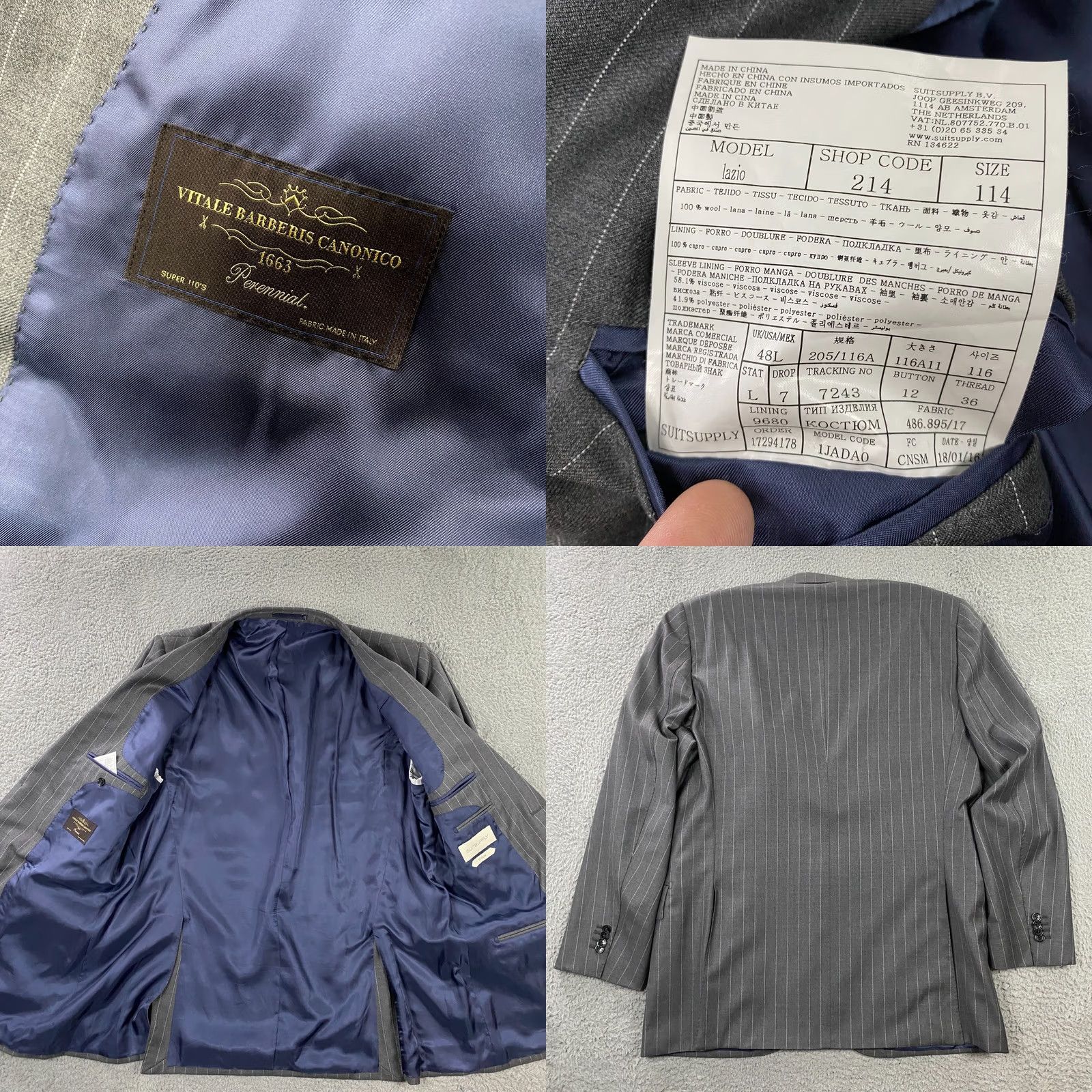 Suitsupply Suitsupply Pants Mens 48 Gray Lazio Suit 48L Brescia 36x31 Stripe Vitale Barberis Canonico Size 36R - 9 Thumbnail