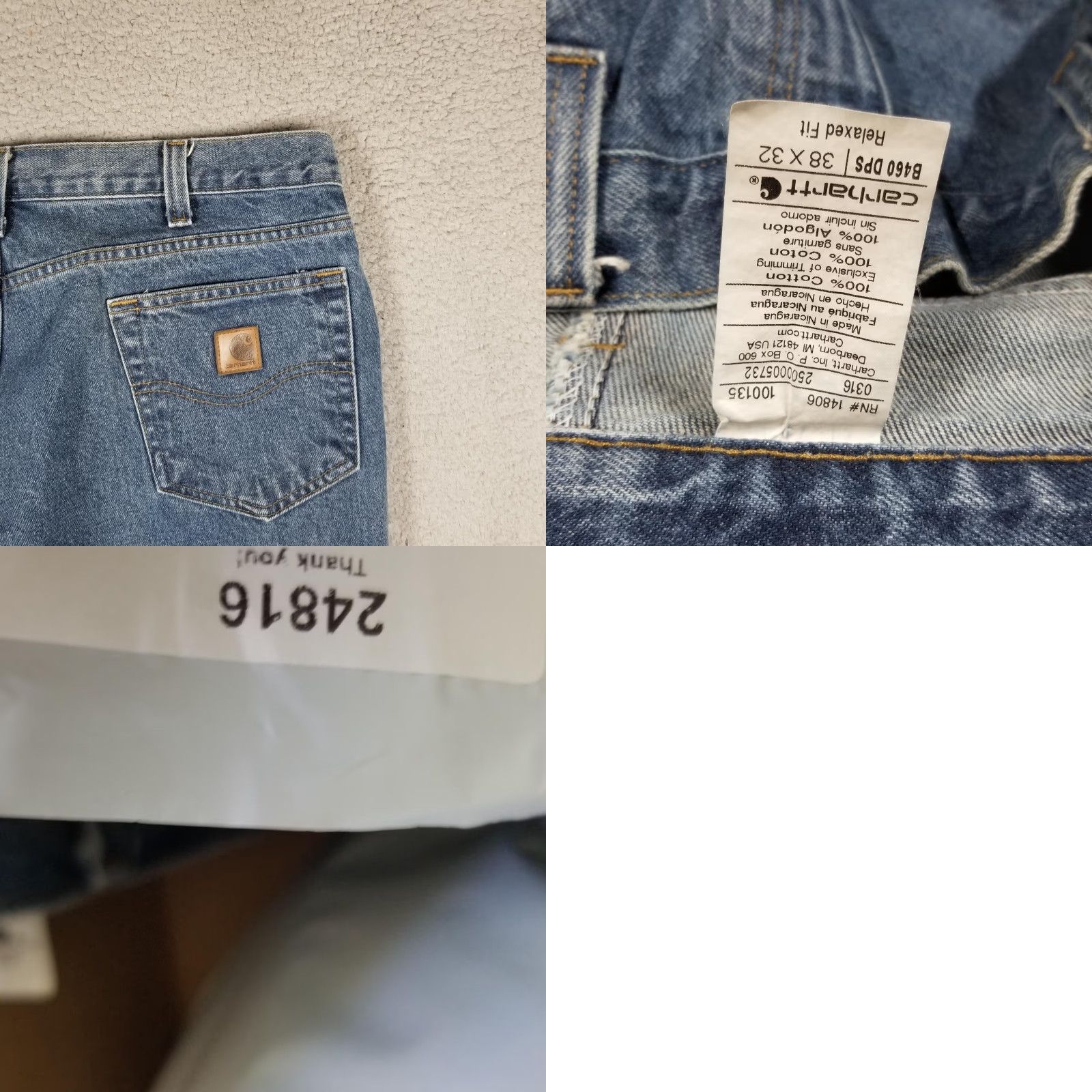 Carhartt VINTAGE? Carhartt Jeans Men's 38x32 Blue Relaxed Fit Straight Leg Denim Workwear 5-Pocket Zip Fly Carhartt Logo Patch Mens 38x32 Size US 38 / EU 54 - 8 Thumbnail
