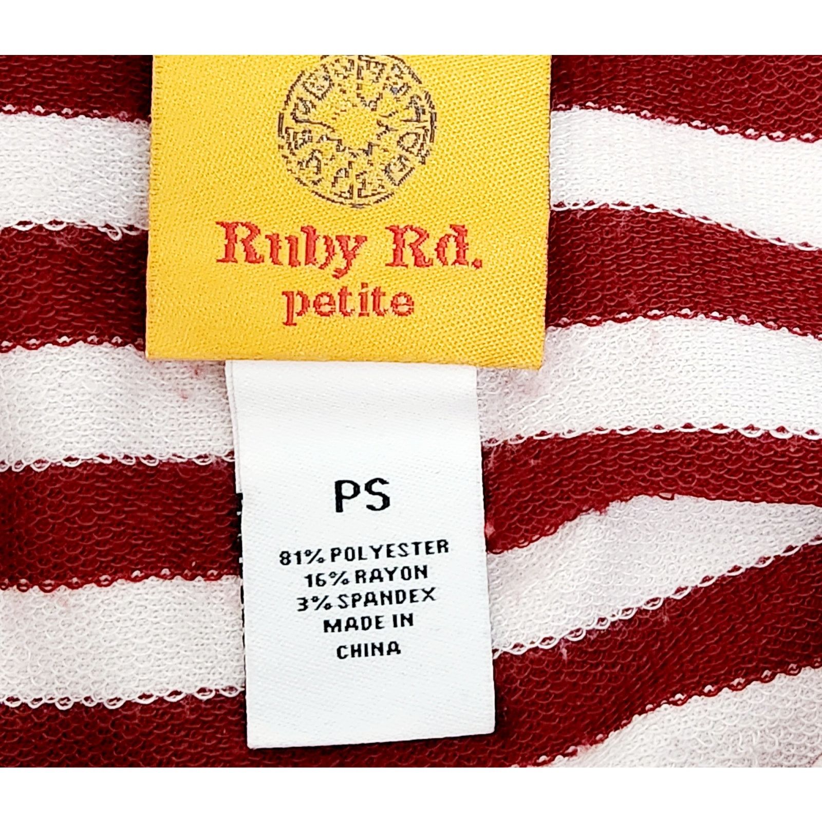 Other Ruby Rd. Red White Stripe Cowl Neck Roll Tab Sleeve Top PS Size S / US 4 / IT 40 - 4 Thumbnail