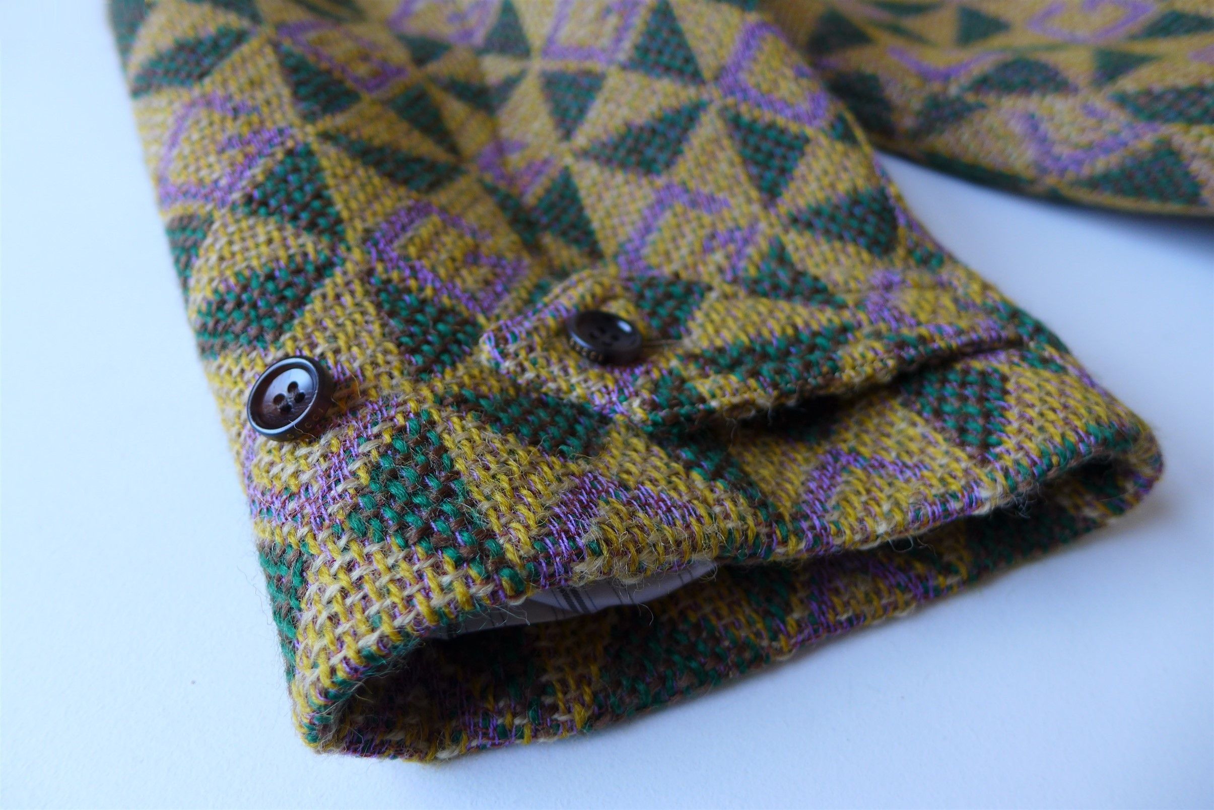 Gucci Gucci G Rhombi Wool Coat - Tan & Green Wool - Size 50 Size US M / EU 48-50 / 2 - 14 Thumbnail