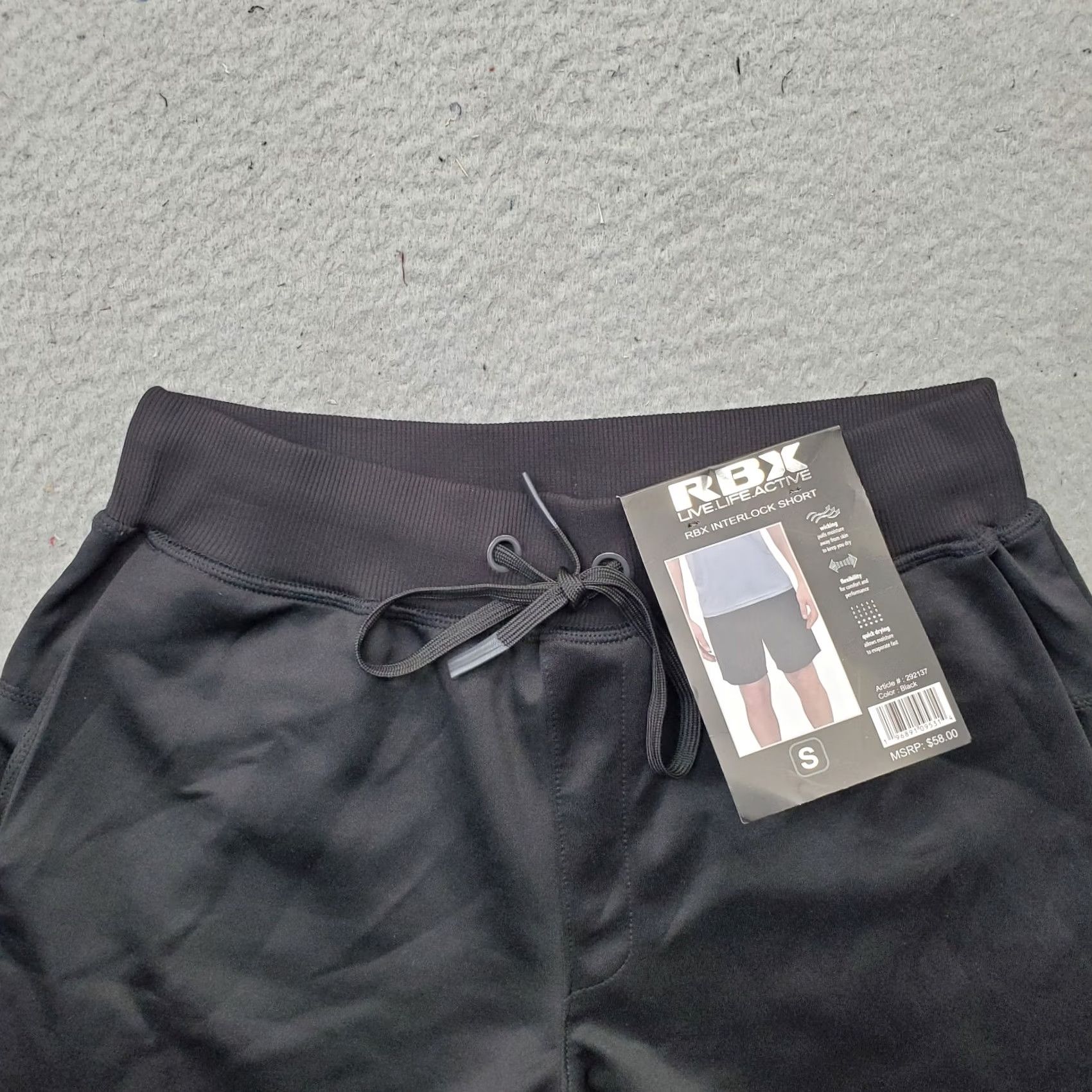 Vintage RBX Active Interlock Shorts Men S Black Comfort Quick Dry Drawstring Size US 29 - 7 Thumbnail