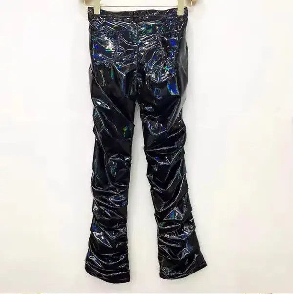 Jean Cool Black Holographic Shiny Reflective Stretchy pu Leather Size US 38 / EU 54 - 5 Thumbnail