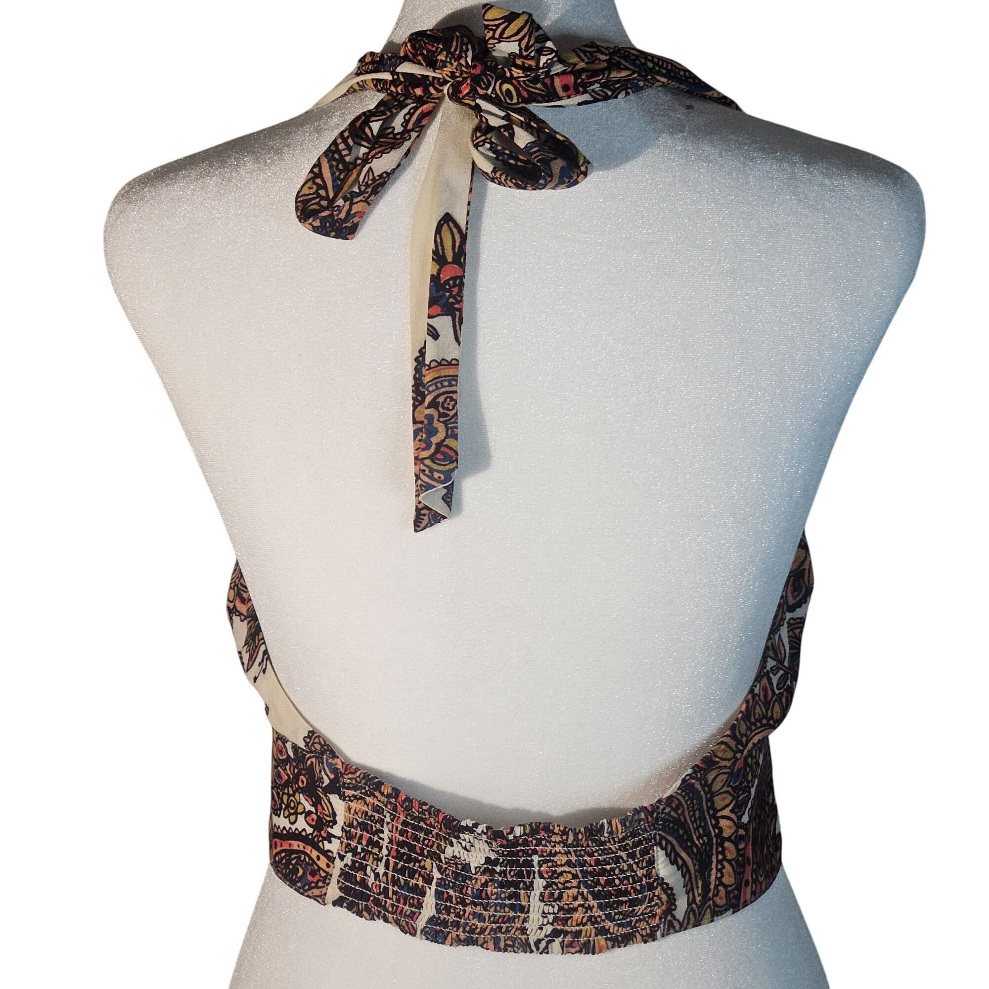 Free People Free People Paisley Drape Halter Crop Top Boho Festival Summ Size XS / US 0-2 / IT 36-38 - 3 Thumbnail