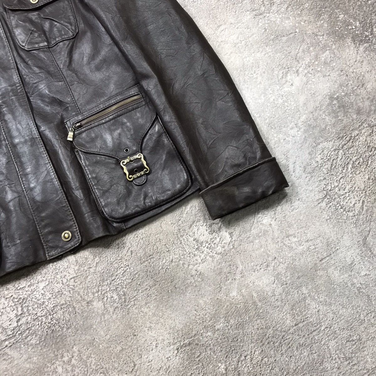 Vintage Vintage 90s Y2K Leather Jacket Workwear Streetwear Washed M Size M / US 6-8 / IT 42-44 - 5 Thumbnail