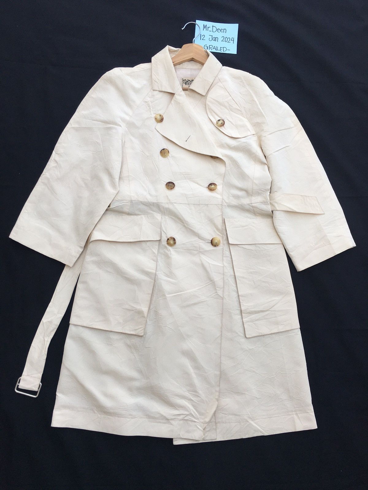 Hermes Vintage 90s HERMÈS Trench Coat Double Breasted Coat Size M / US 6-8 / IT 42-44 - 4 Thumbnail