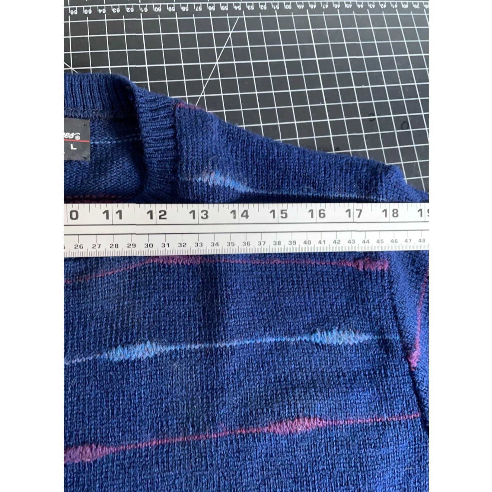 Vintage VINTAGE Reed St. James Sweater Men's M (Large Tag) Blue Light Knit 80s Striped Crew Neck Pullover Casual Warm Size US M / EU 48-50 / 2 - 7 Thumbnail