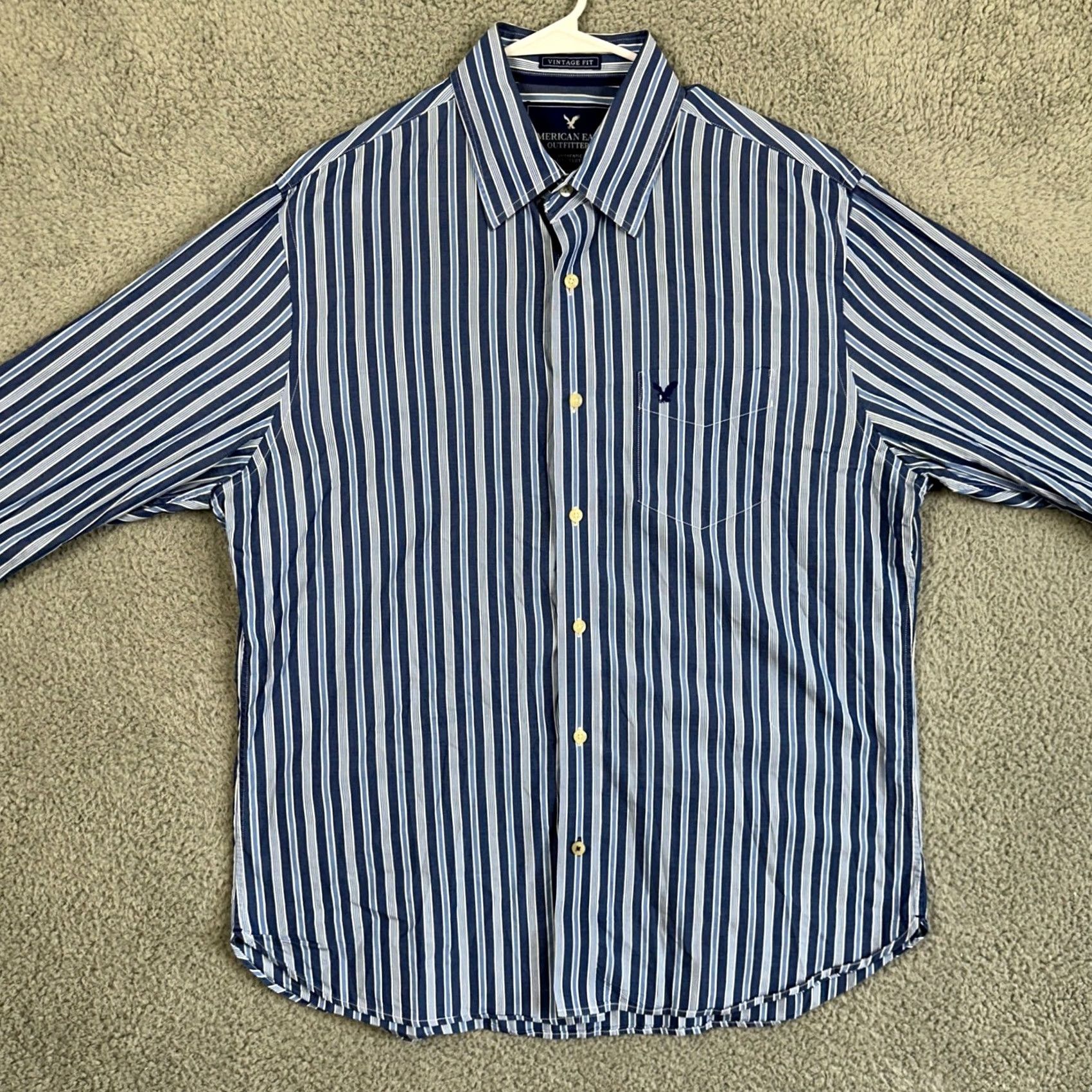 American Eagle Outfitters VINTAGE American Eagle Shirt Button Up Mens XL Blue Striped Long Sleeve Size US XL / EU 56 / 4 - 3 Thumbnail