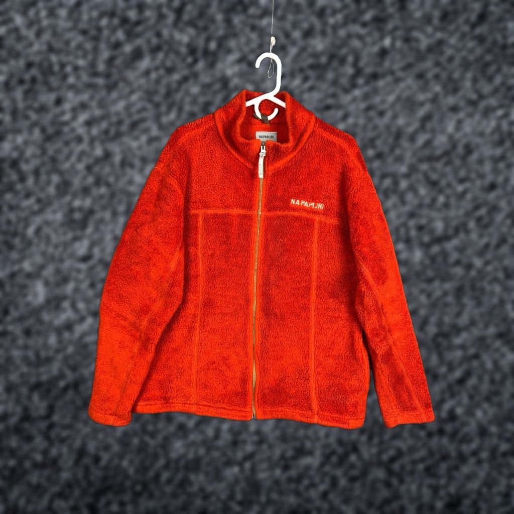 Napapijri Napapijri Jacket Women's L Orange Deep Pile Fleece Full Zip Warm Thick Size L / US 10 / IT 46 - 1 Thumbnail