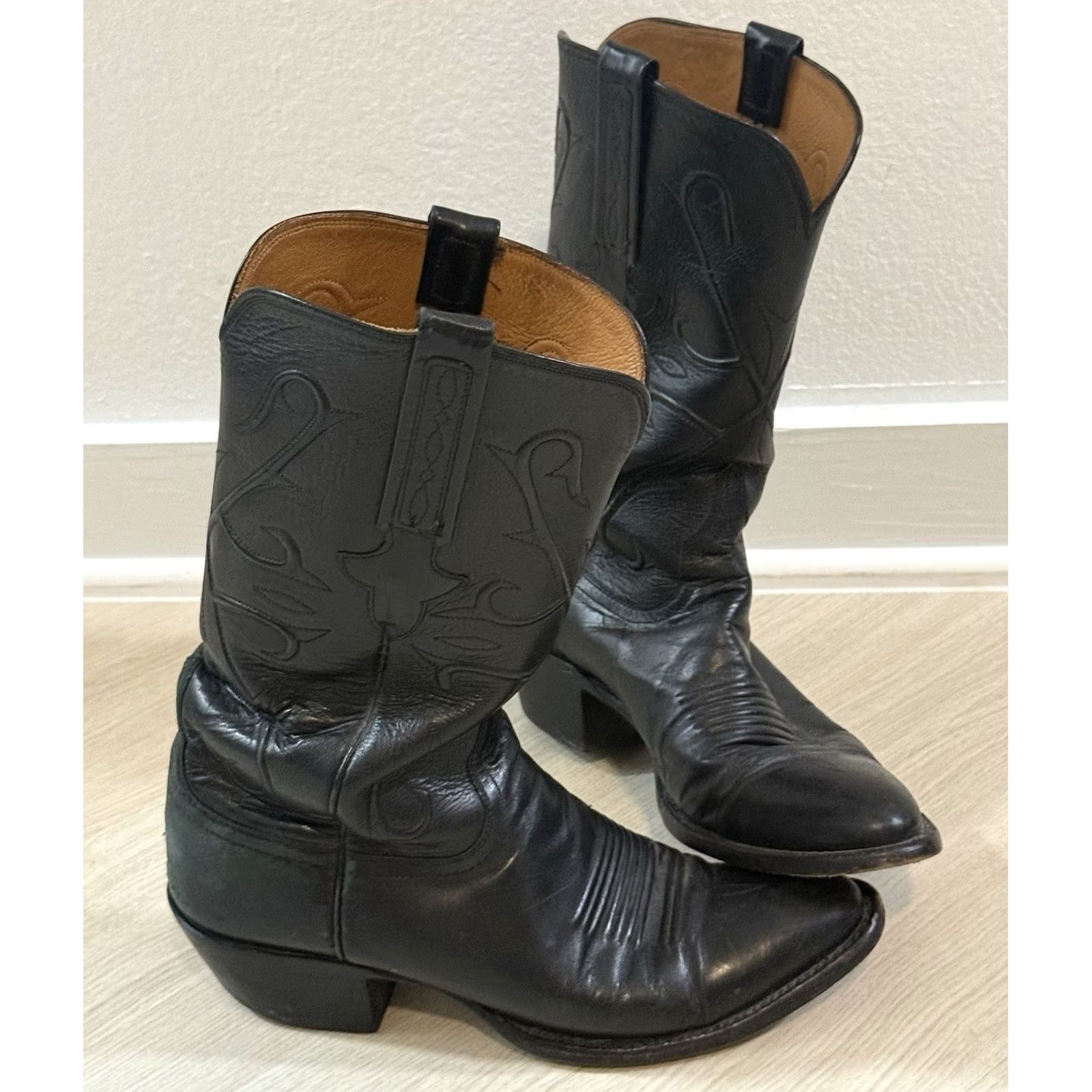 Roper VINTAGE Lucchese Men’s HandMade Classics Roper Cowboy Boots Size 8.5 Leather Mid-Calf USA 90s Western L1501 Mens Size US 9 / EU 42 - 2 Thumbnail