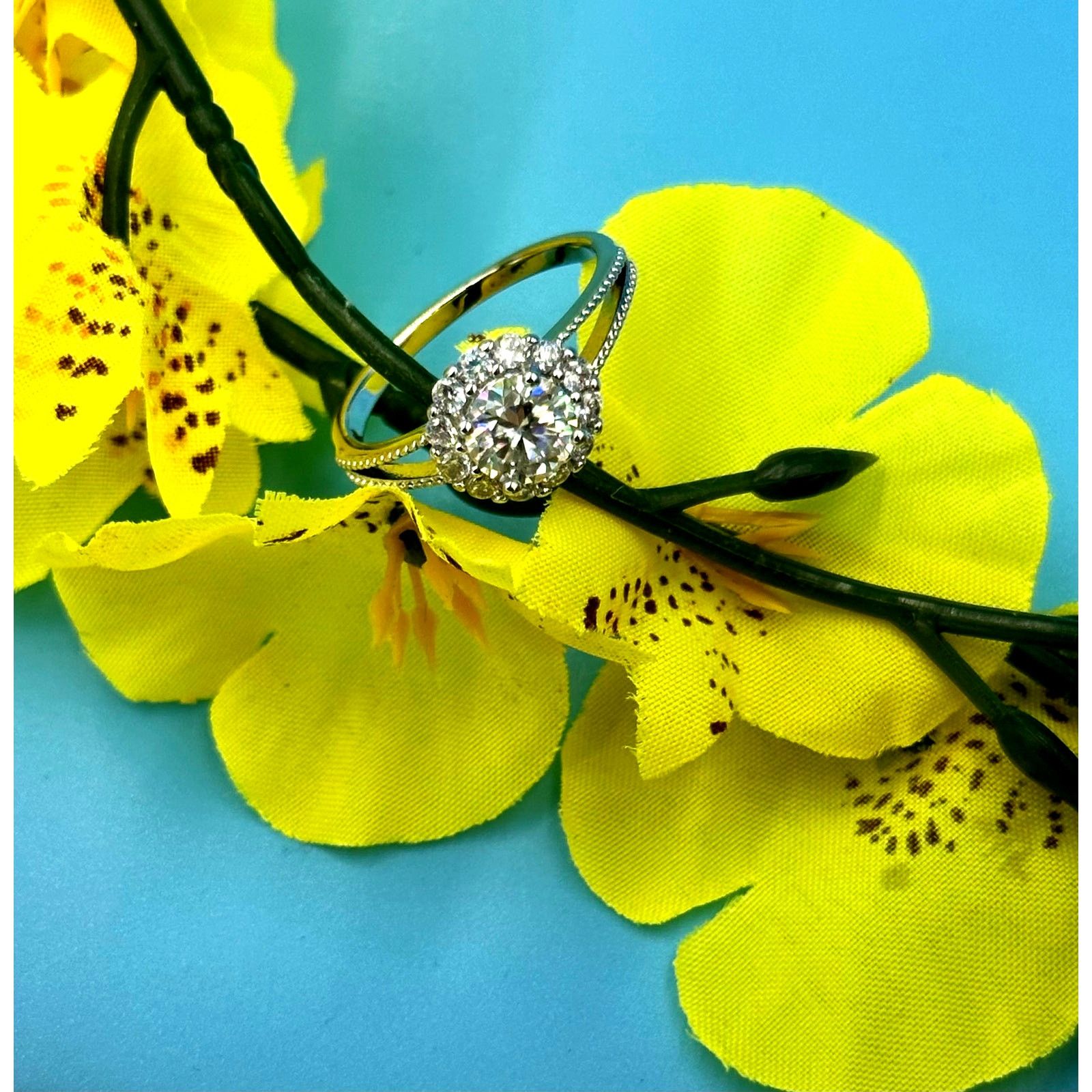 Other 1 ct Moissanite Round Cut Ring with Moissanite Accents 8 Size ONE SIZE - 7 Thumbnail