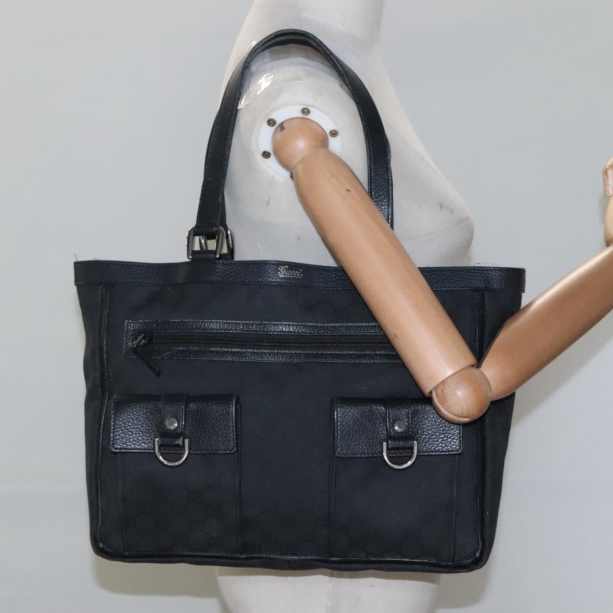 Gucci GUCCI GG Canvas Tote Bag Nylon Outlet Black Silver Size ONE SIZE - 24 Thumbnail
