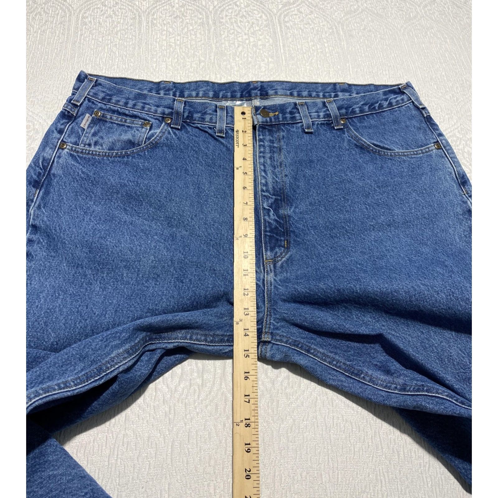 Carhartt VINTAGE Carhartt Jeans Mens 46x32 Blue Relaxed Fit Straight Leg Denim Workwear B17-DST Size US 30 / EU 46 - 7 Thumbnail