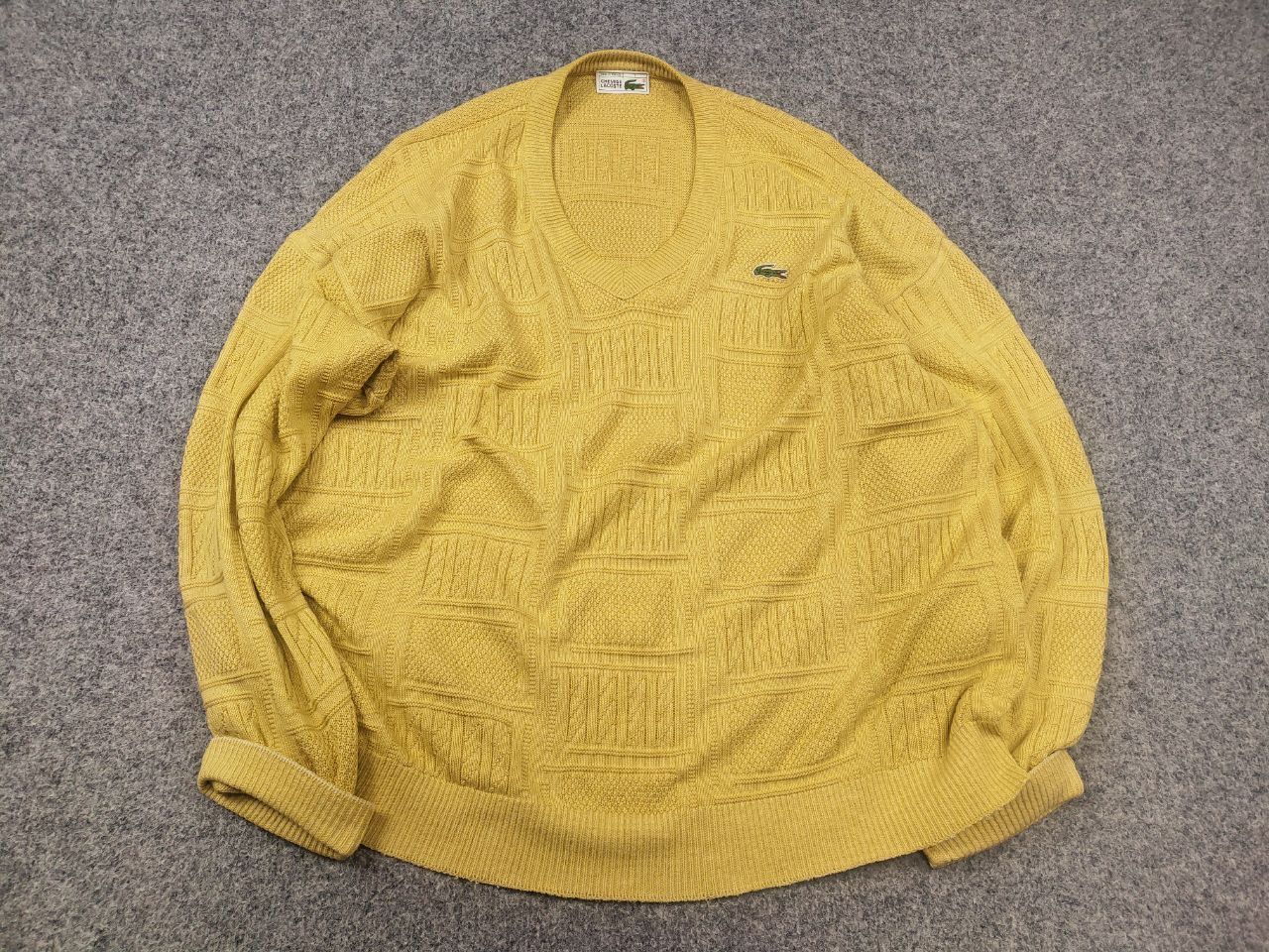 Lacoste Vintage 80's Lacoste France textured knit sweater V neck Size US XL / EU 56 / 4 - 2 Thumbnail