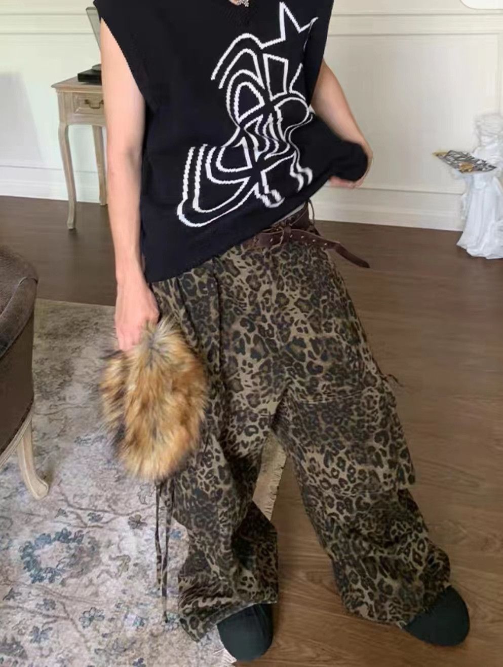 Japanese Brand × Vintage Leopard print paratrooper pleated cargo wide-leg pants Size US 34 / EU 50 - 7 Thumbnail