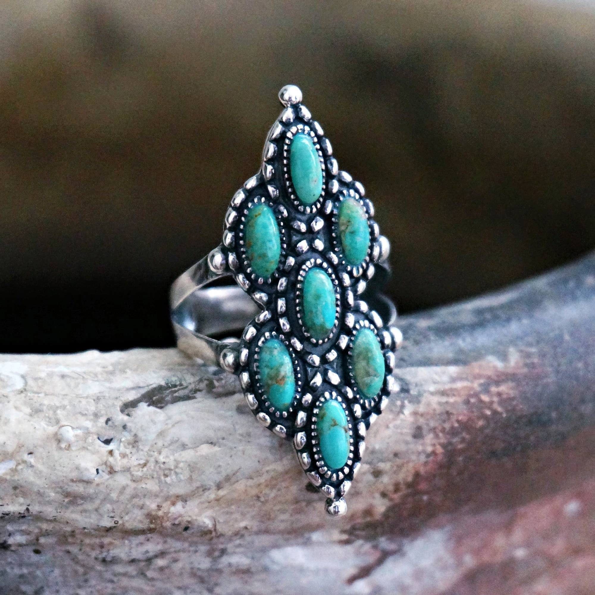 Other Native American Turquoise Elegance: Adjustable Antique Sterl Size ONE SIZE - 3 Thumbnail