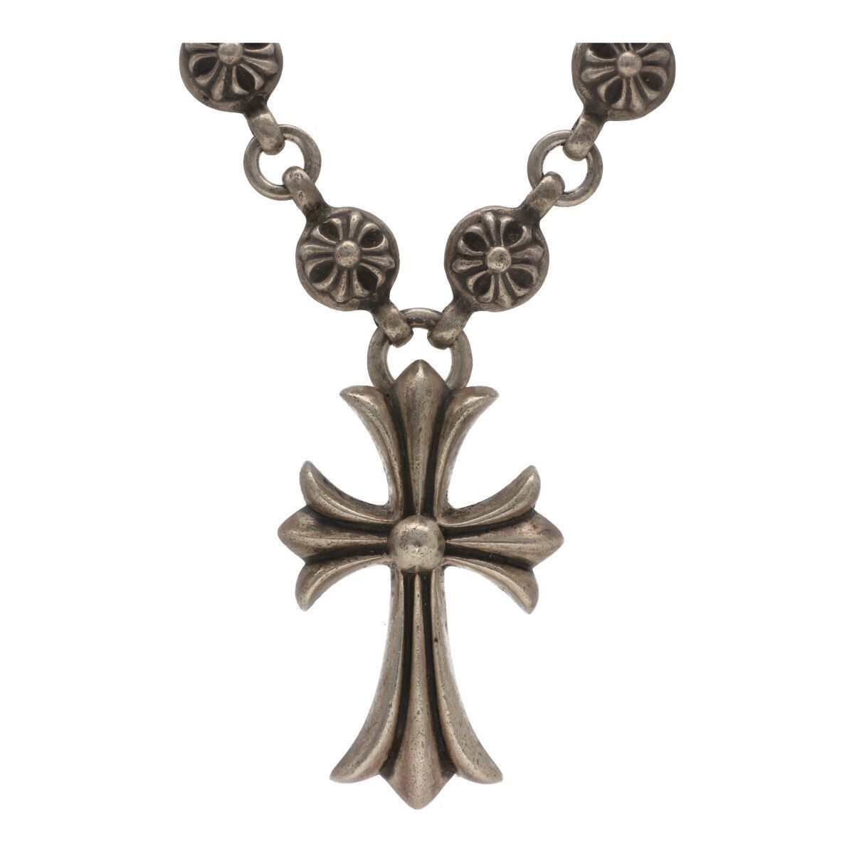 Chrome Hearts 925 Silver Ball Tiny Cross Chain ball Necklace