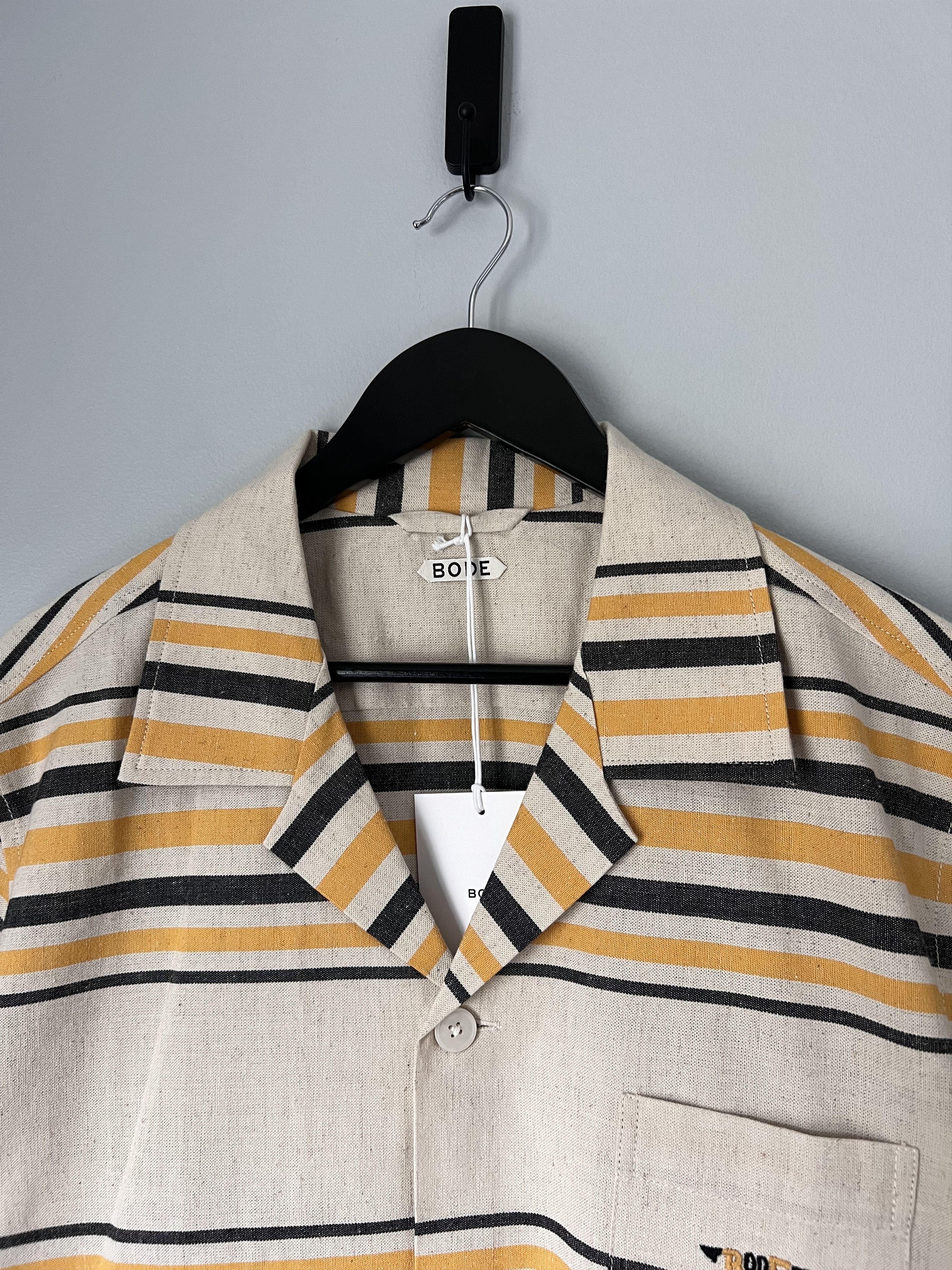 Bode Bode Namesake Stripe SS Shirt in Ecru Yellow Size US L / EU 52-54 / 3 - 2 Thumbnail