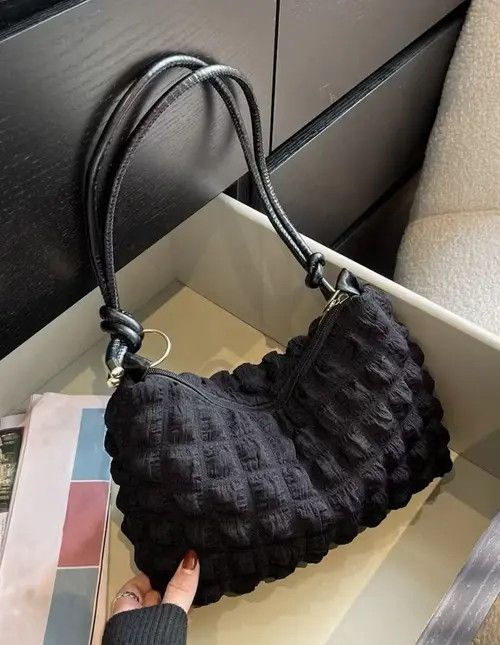 Japanese Brand Black Minimalist Knot Ruched Purse Size ONE SIZE - 3 Thumbnail