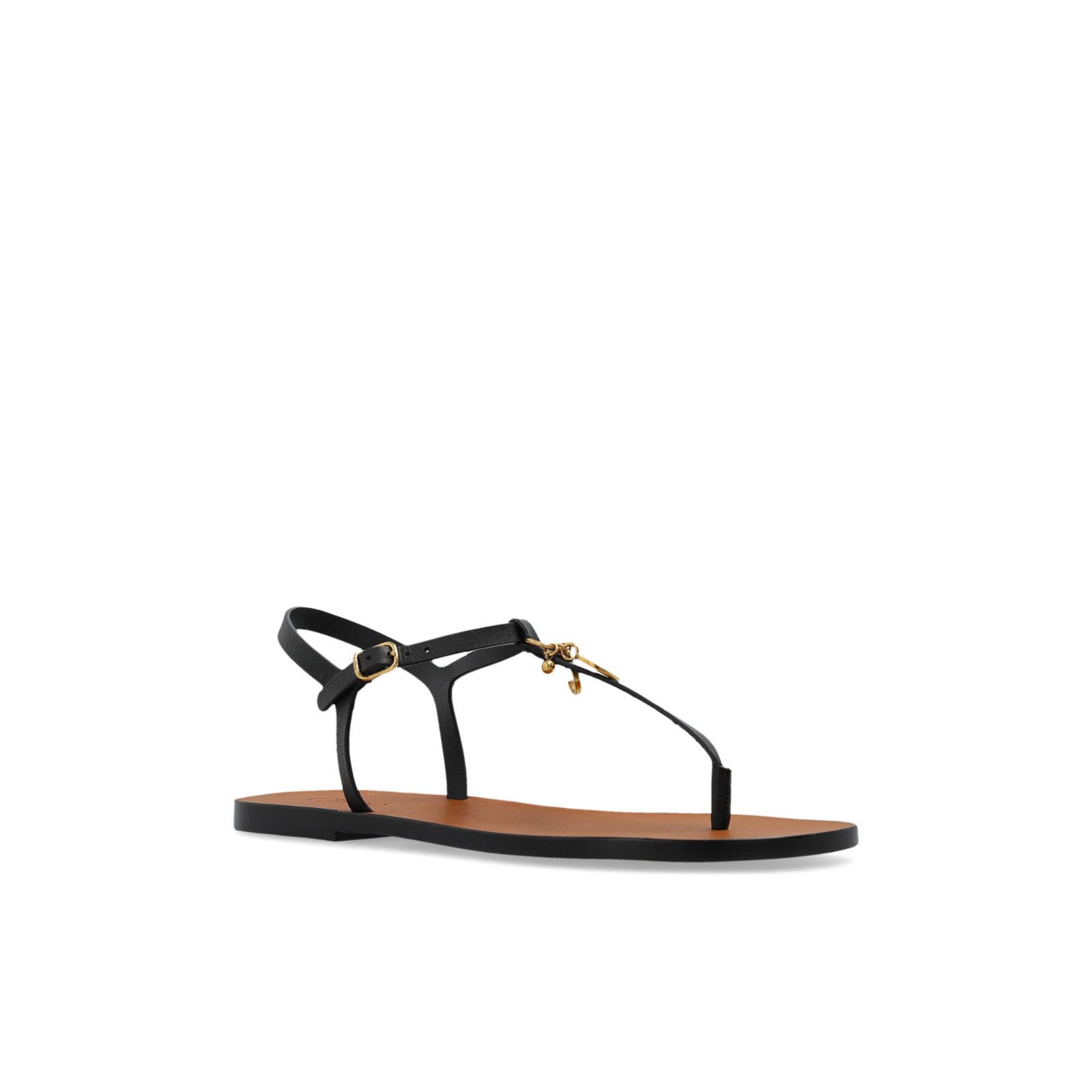 Chloe Charms Black Leather Sandals New & Authentic (Women's
