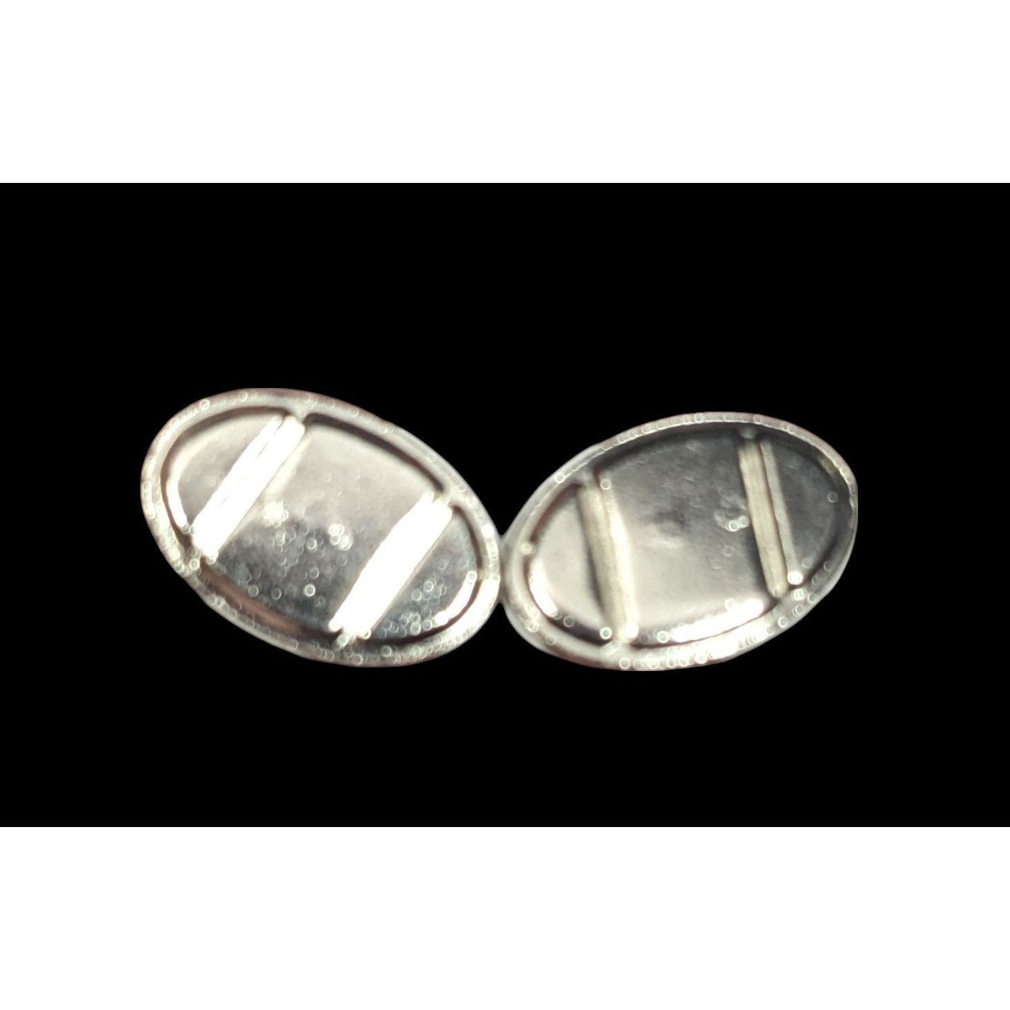 Other Silver Tone Oval Geometric Engraved Cuff Links Size ONE SIZE - 1 Thumbnail