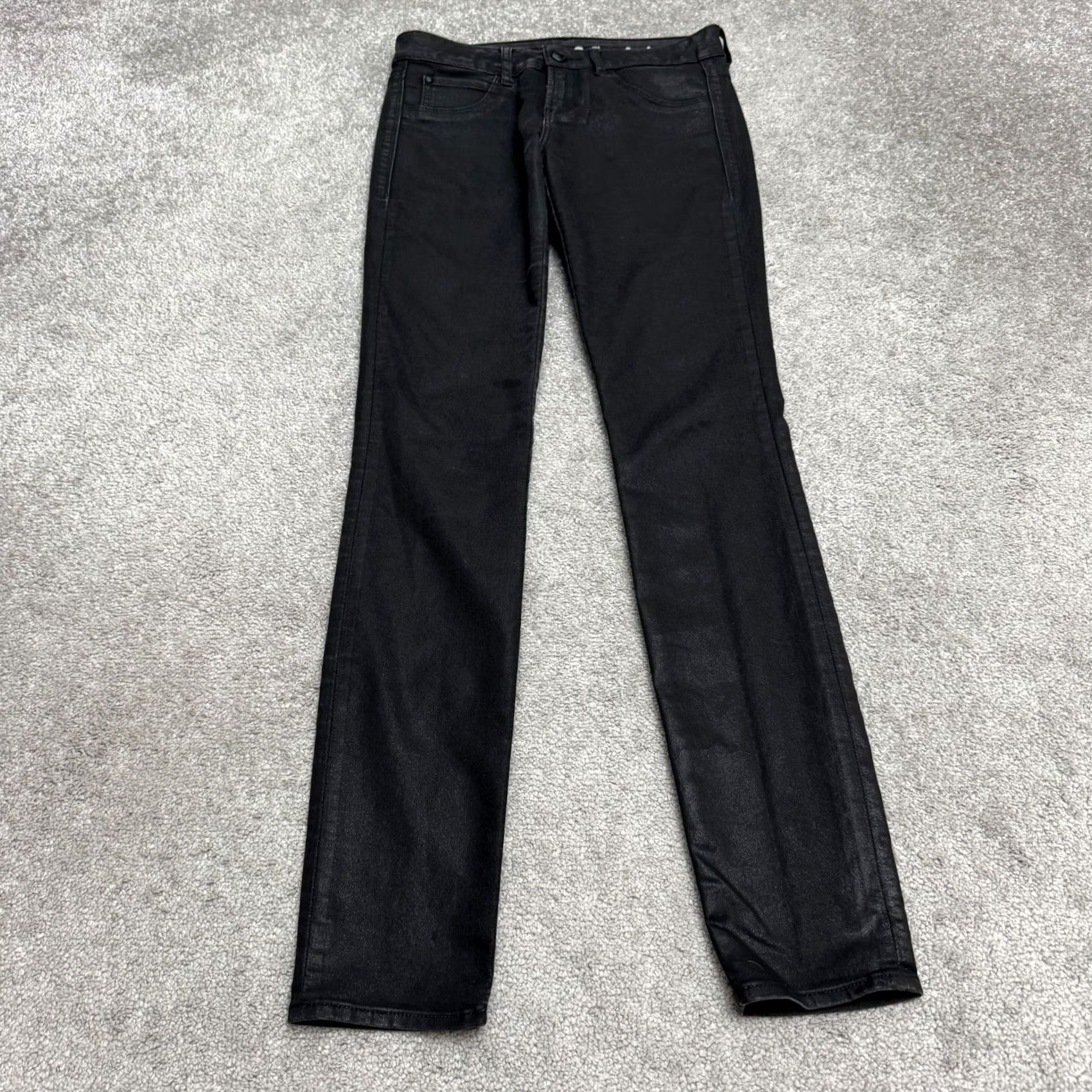 Vintage Articles Of Society Mya Moto Jeans Womens 26 Black Skinny Denim 5-Pocket Regular Rise Button Zip Stretch QTY: N/A Womens Size 26" / US 2 / IT 38 - 2 Thumbnail