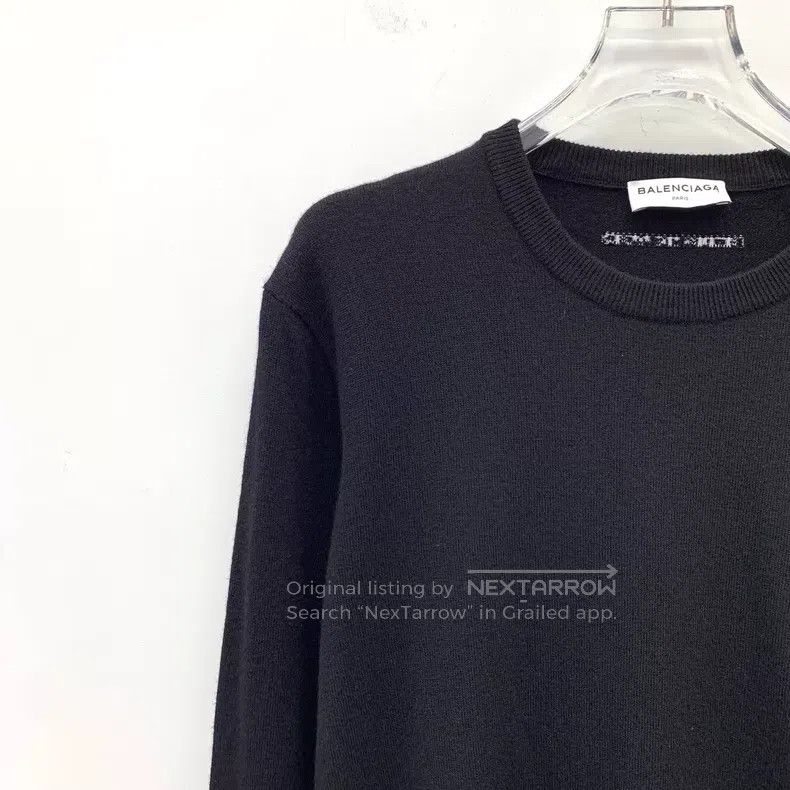 Balenciaga Balenciaga Black Logo Letter Round Neck Wool Knitwear Size XS / US 0-2 / IT 36-38 - 3 Thumbnail